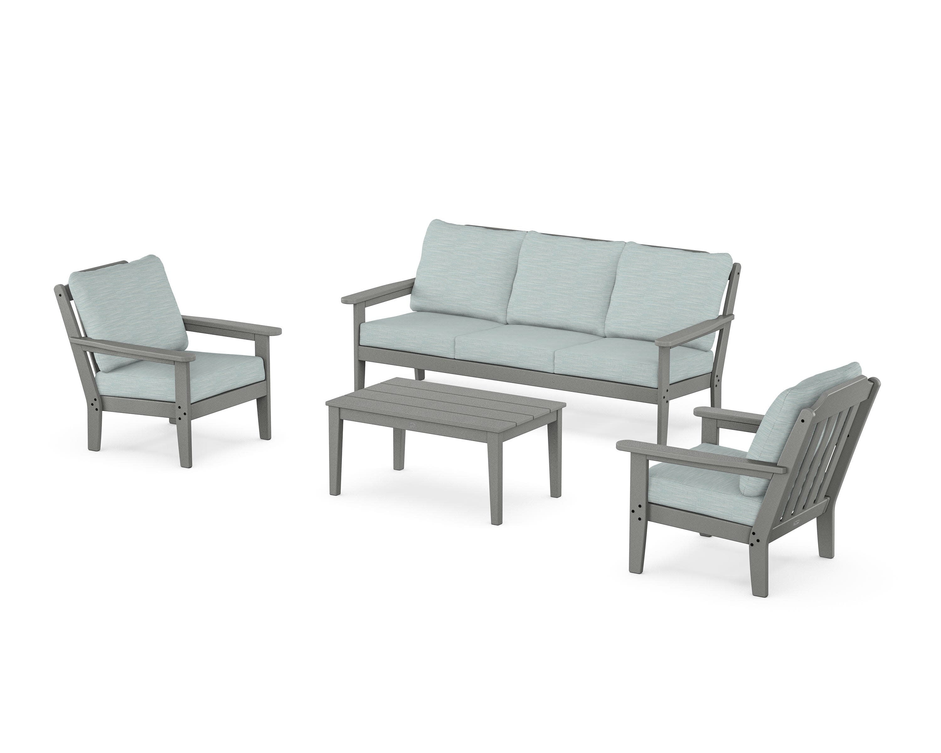 Cottage 4-Piece Deep Seating Set with Sofa in Slate Grey / Soothe Mist