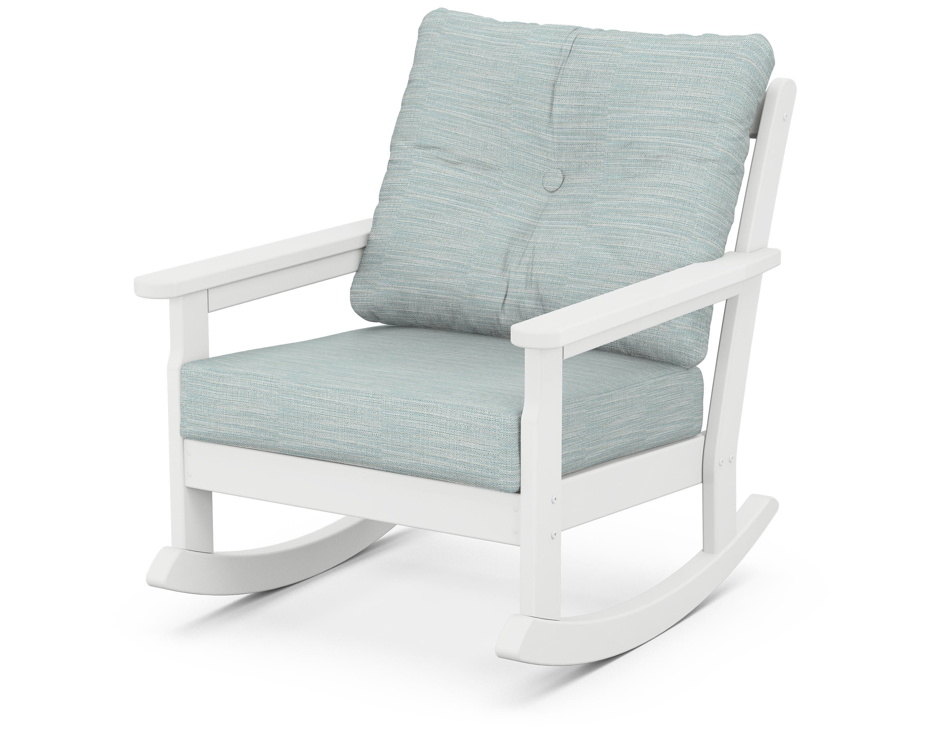 Vineyard Deep Seating Rocking Chair in White / Soothe Mist