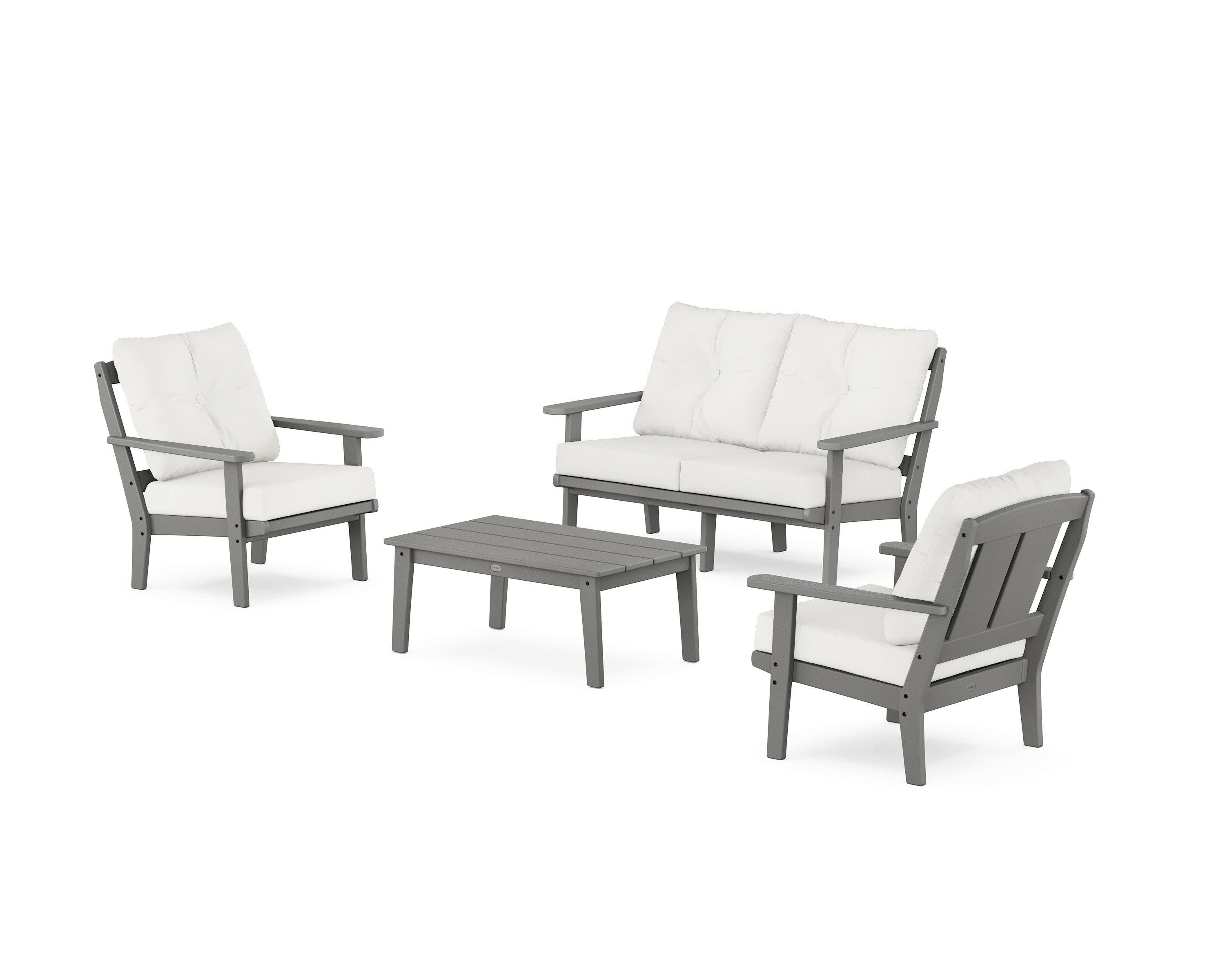 Mission 4-Piece Deep Seating Set with Loveseat in Slate Grey / Natural Linen