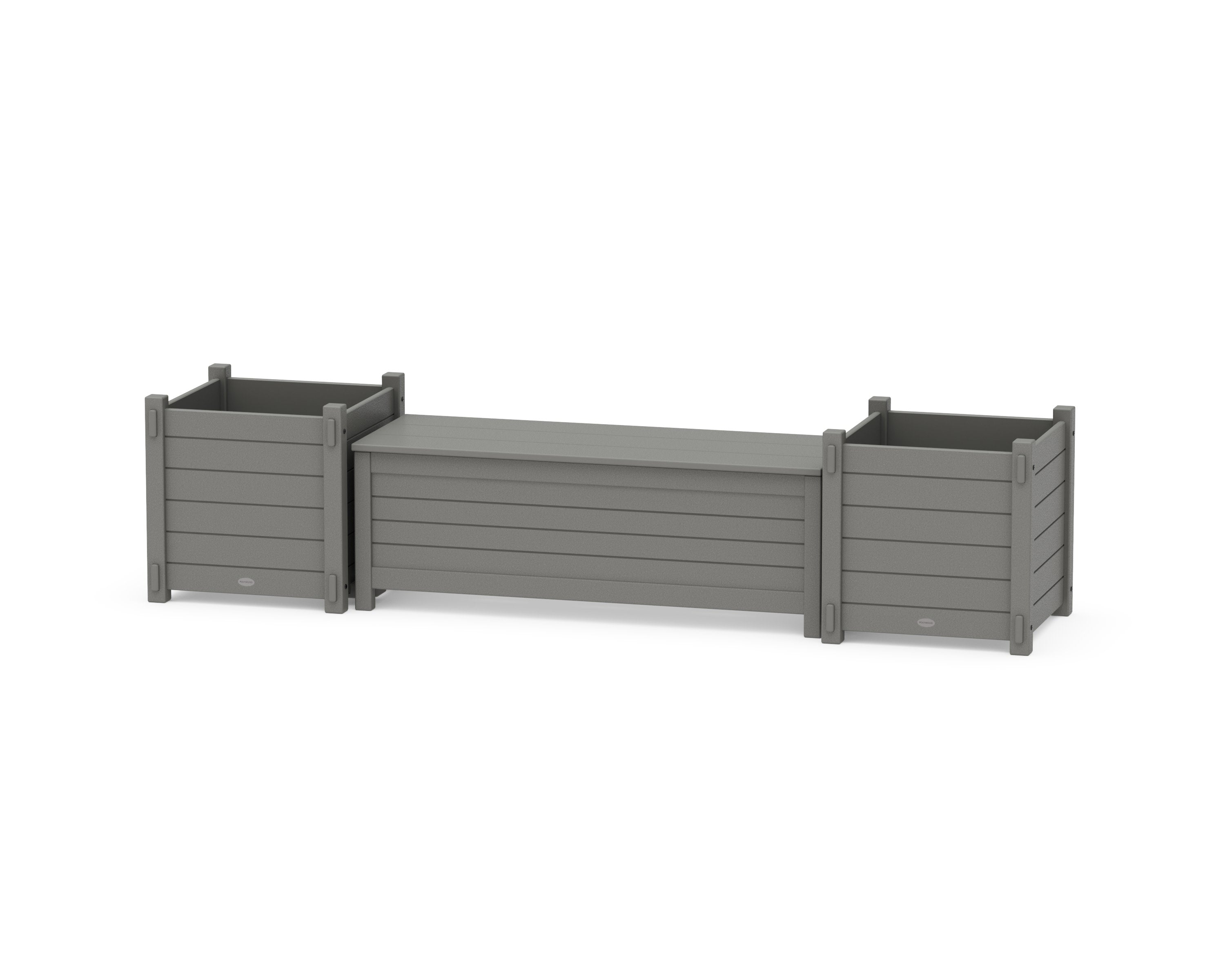 48" Nautical Straight Planter Storage Bench Set- Large in Slate Grey