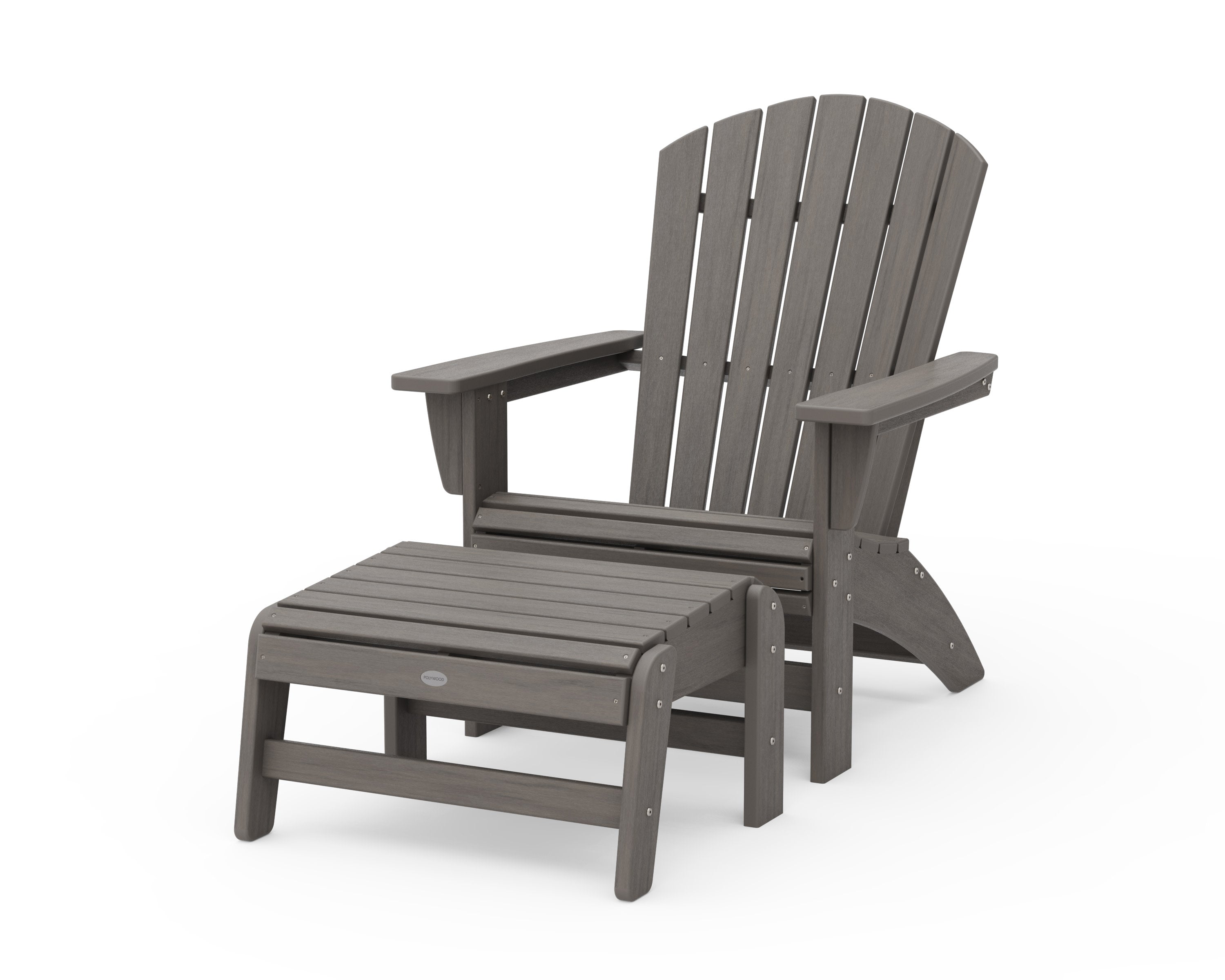 Nautical Grand Adirondack Chair with Ottoman in Driftwood