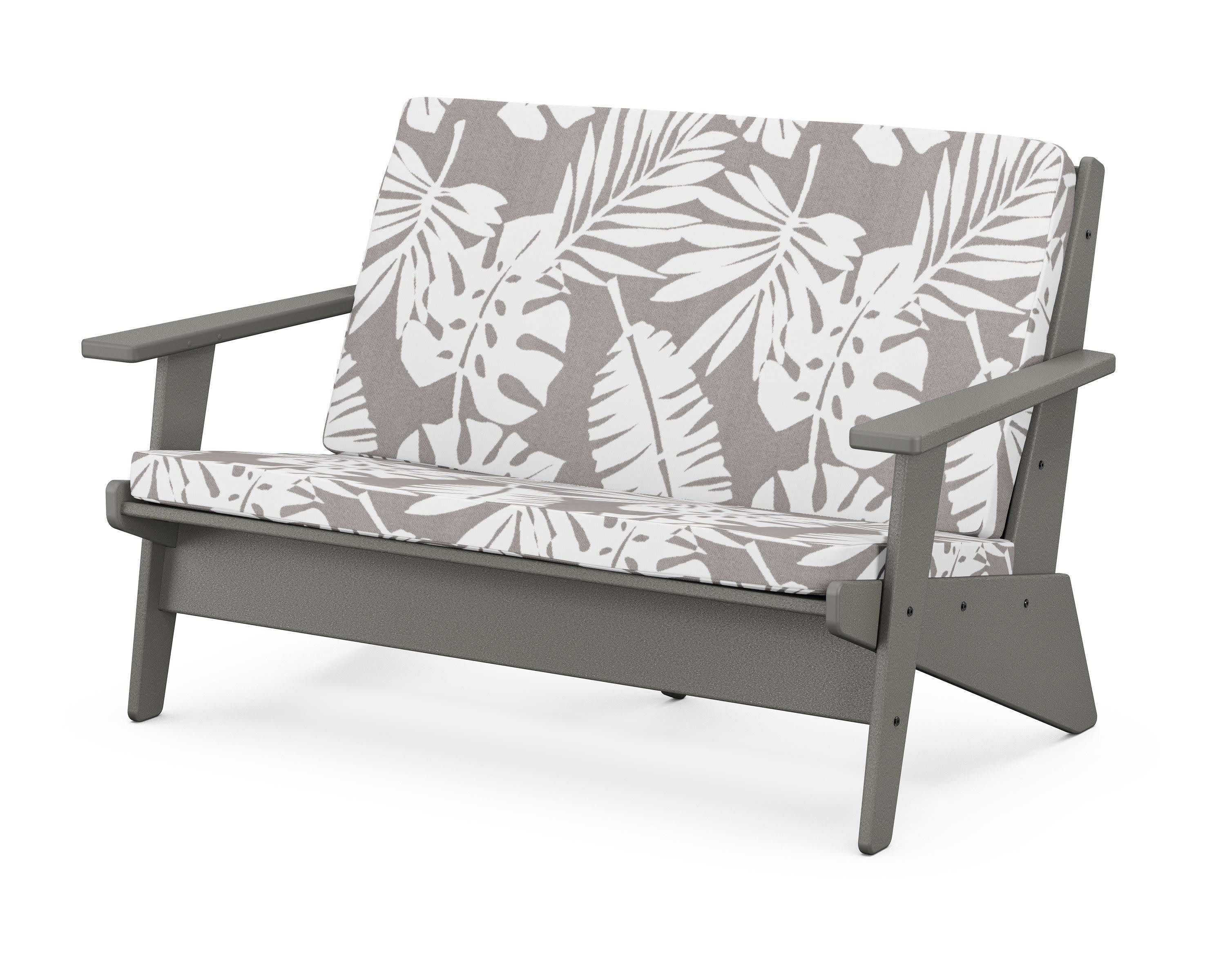Riviera Modern Lounge Loveseat in Slate Grey / Leaf Grey Mist