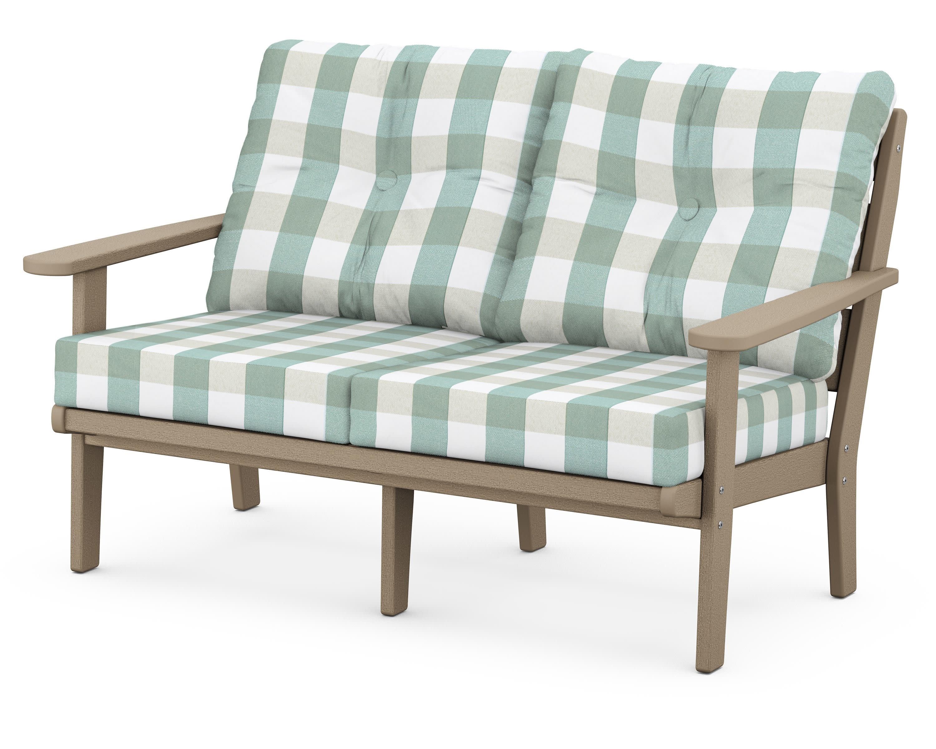 Lakeside Deep Seating Loveseat in Vintage Sahara / Buffalo Plaid Glacier Spa