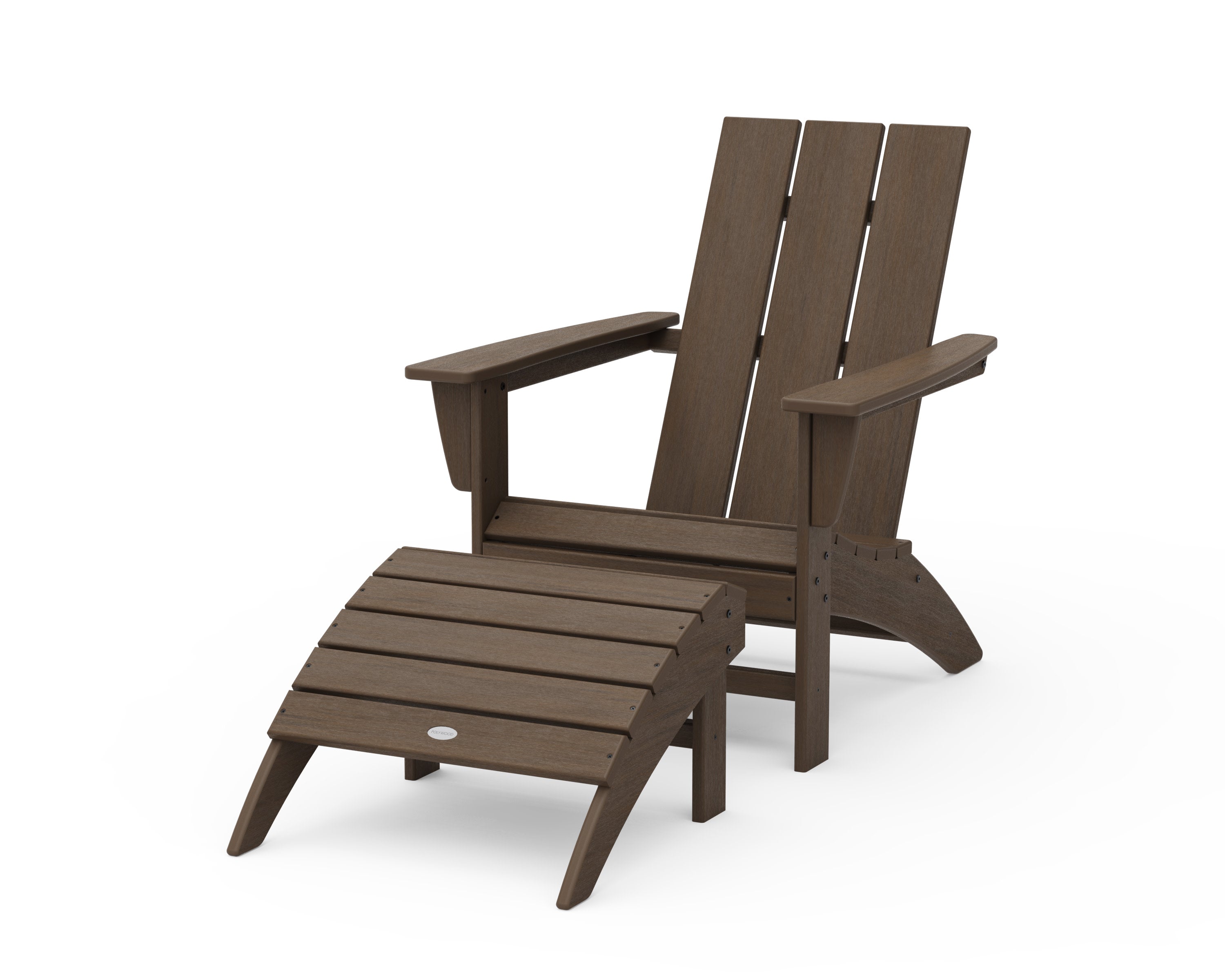 Modern Adirondack Chair 2-Piece Set with Ottoman in Kona