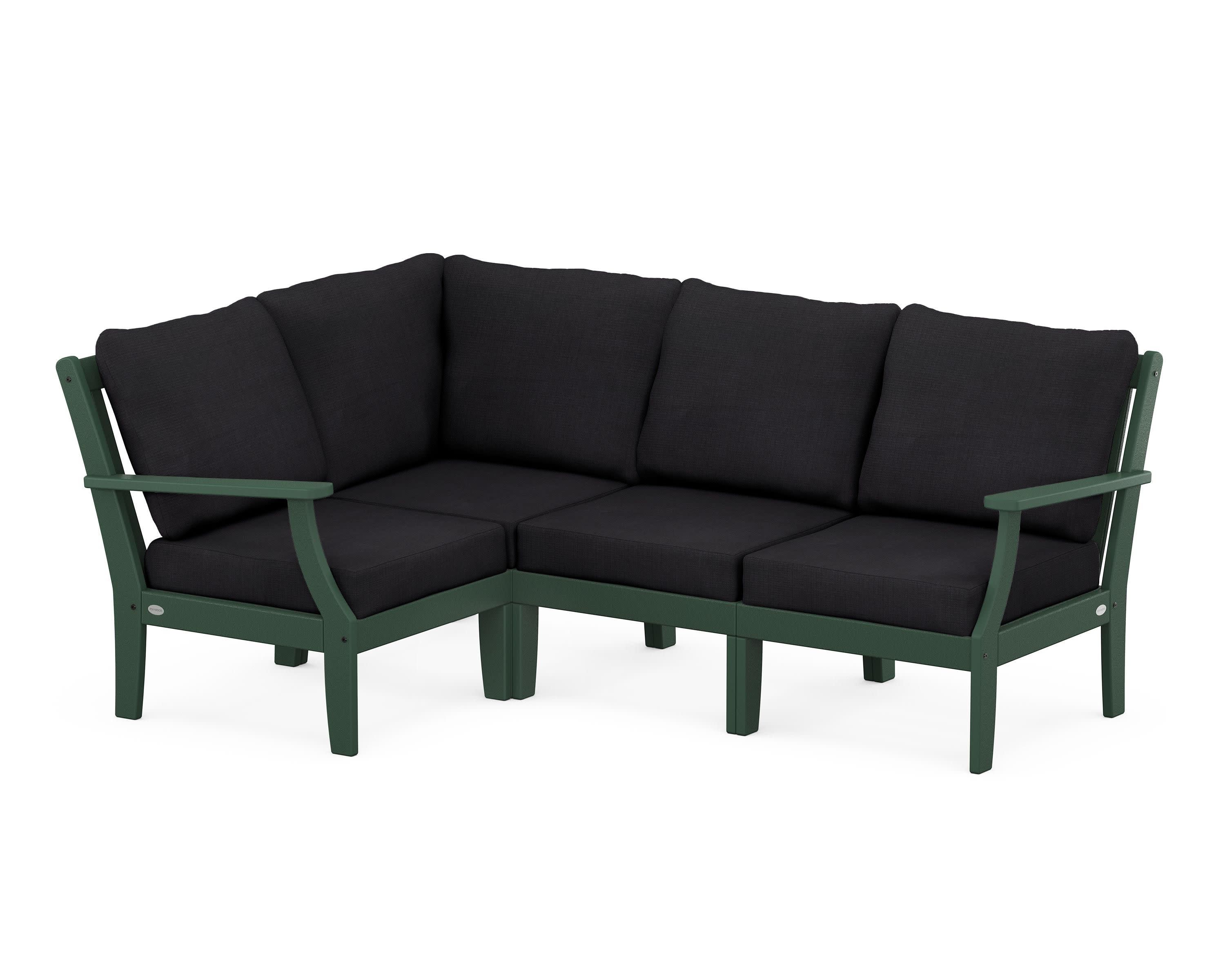 Braxton Modular 4-Piece Deep Seating Set in Green / Midnight Linen