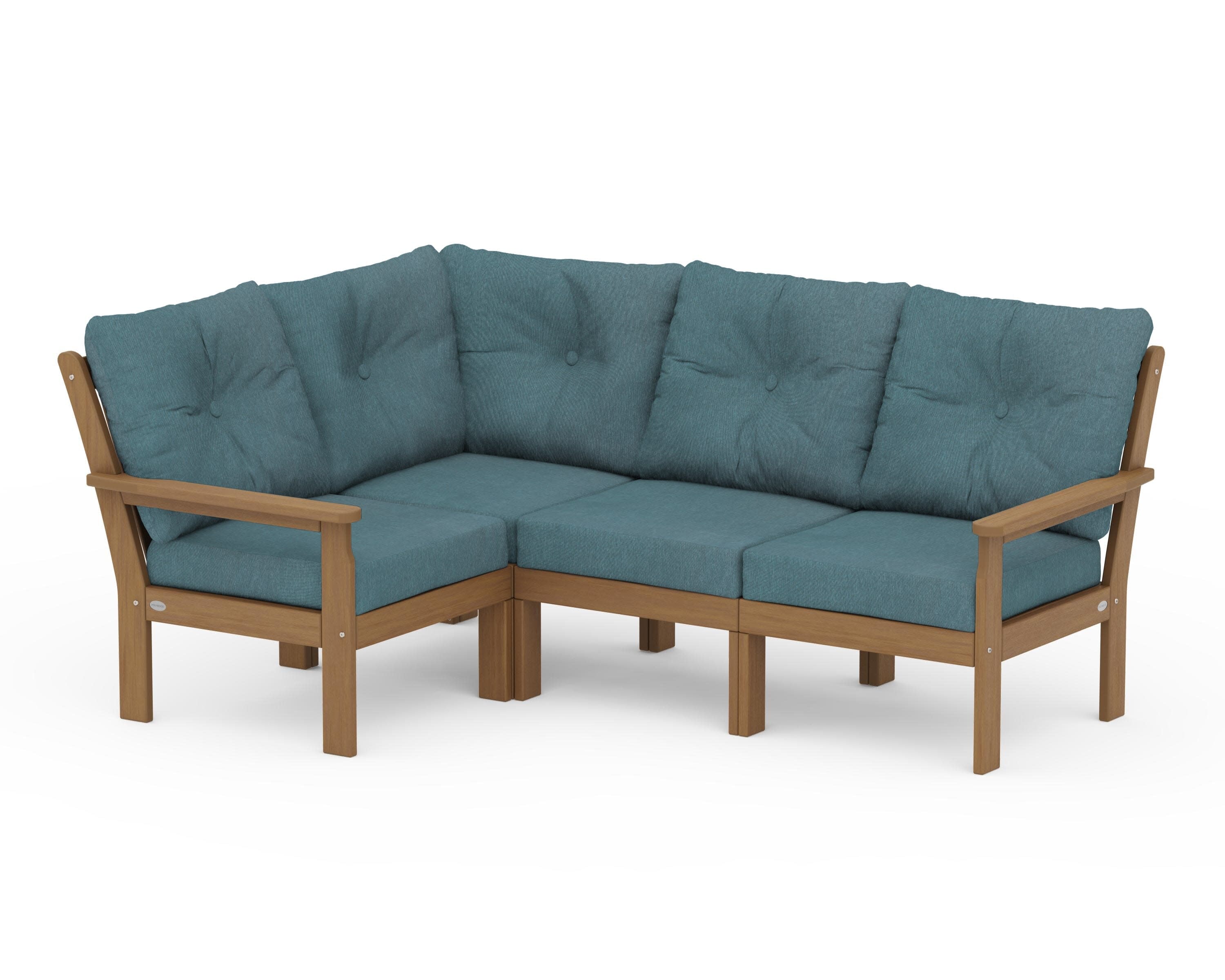 Vineyard 4-Piece Sectional in Natural / Ocean Teal