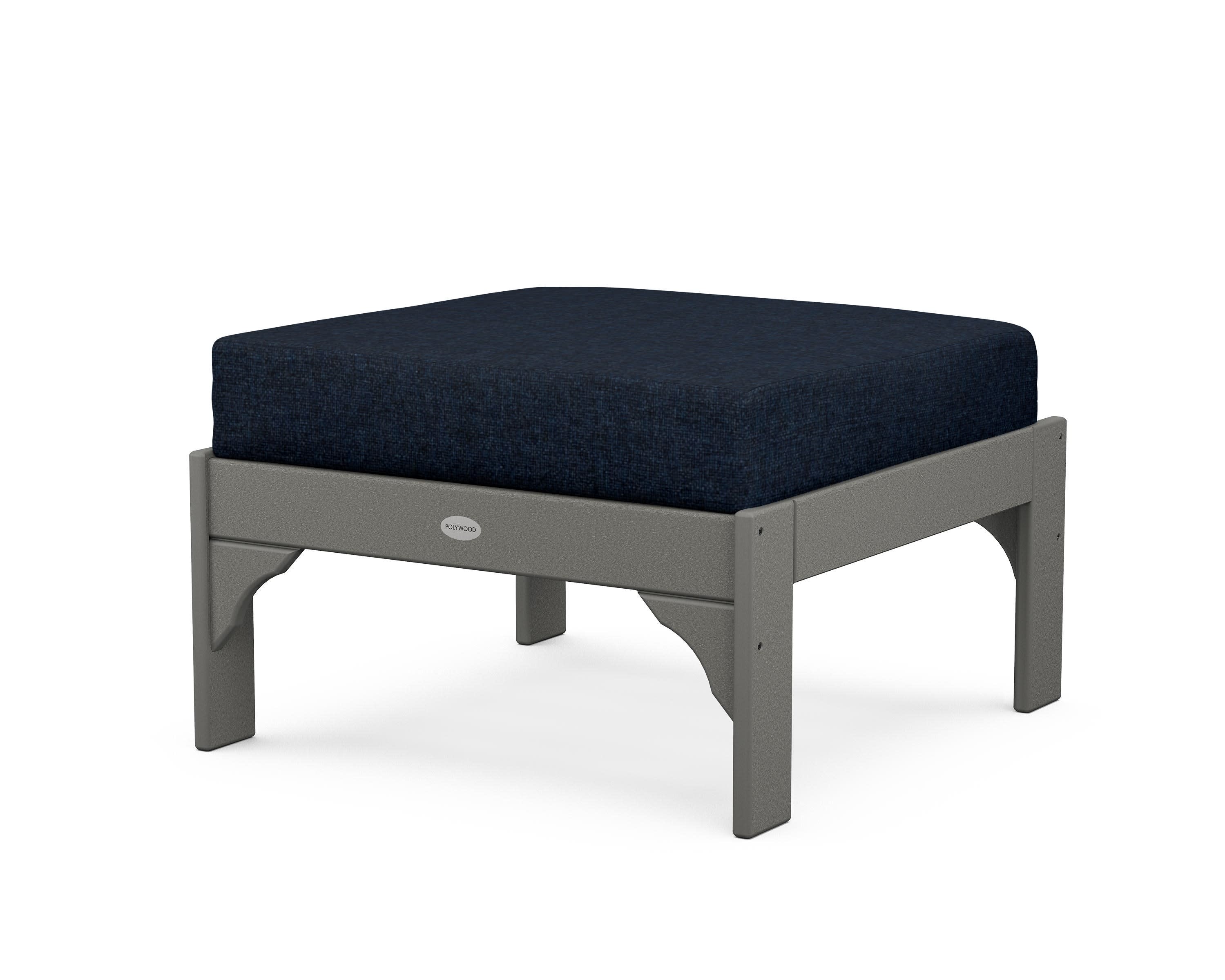 Vineyard Deep Seating Ottoman in Slate Grey / Marine Indigo