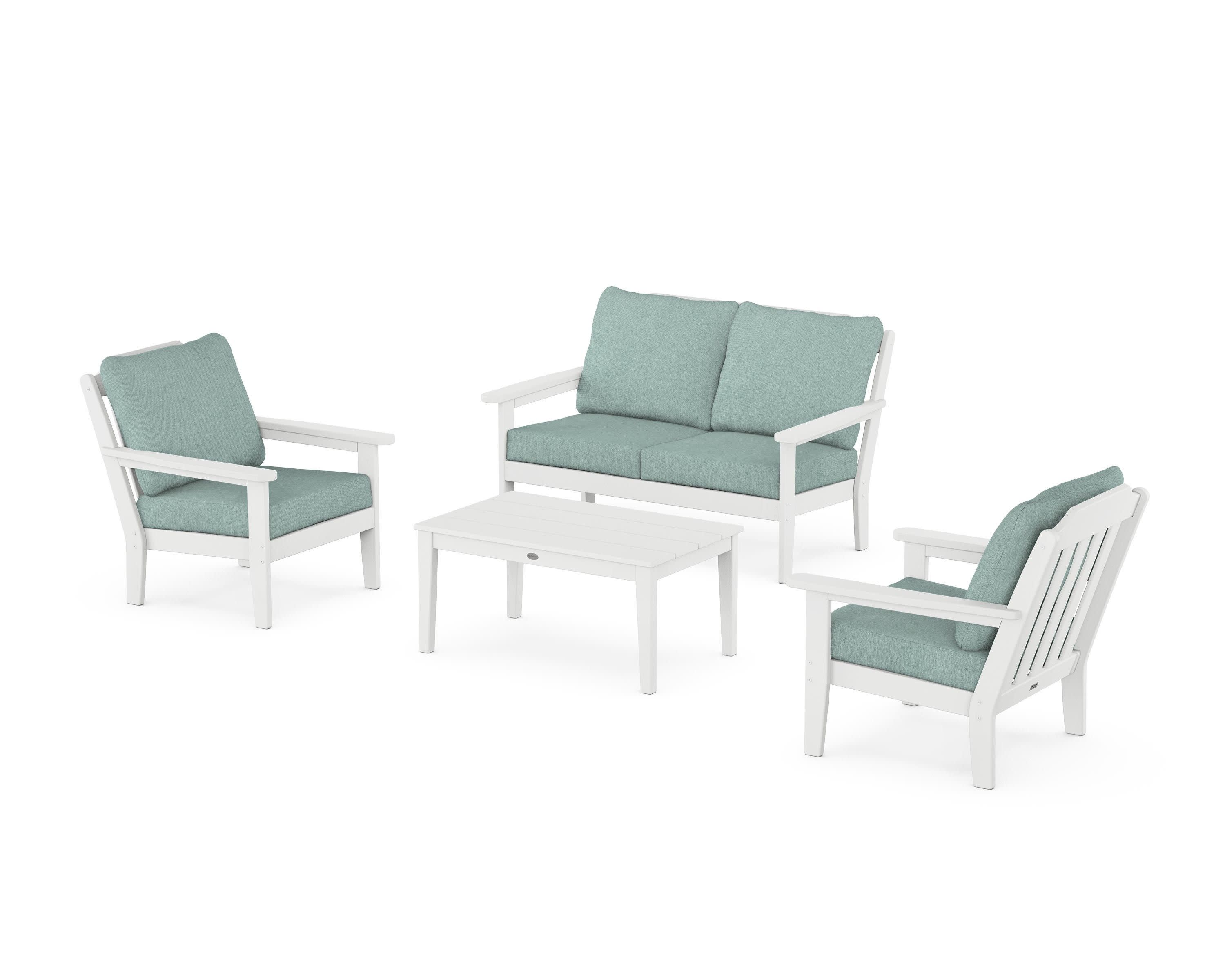 Cottage 4-Piece Deep Seating Set with Loveseat in White / Glacier Spa