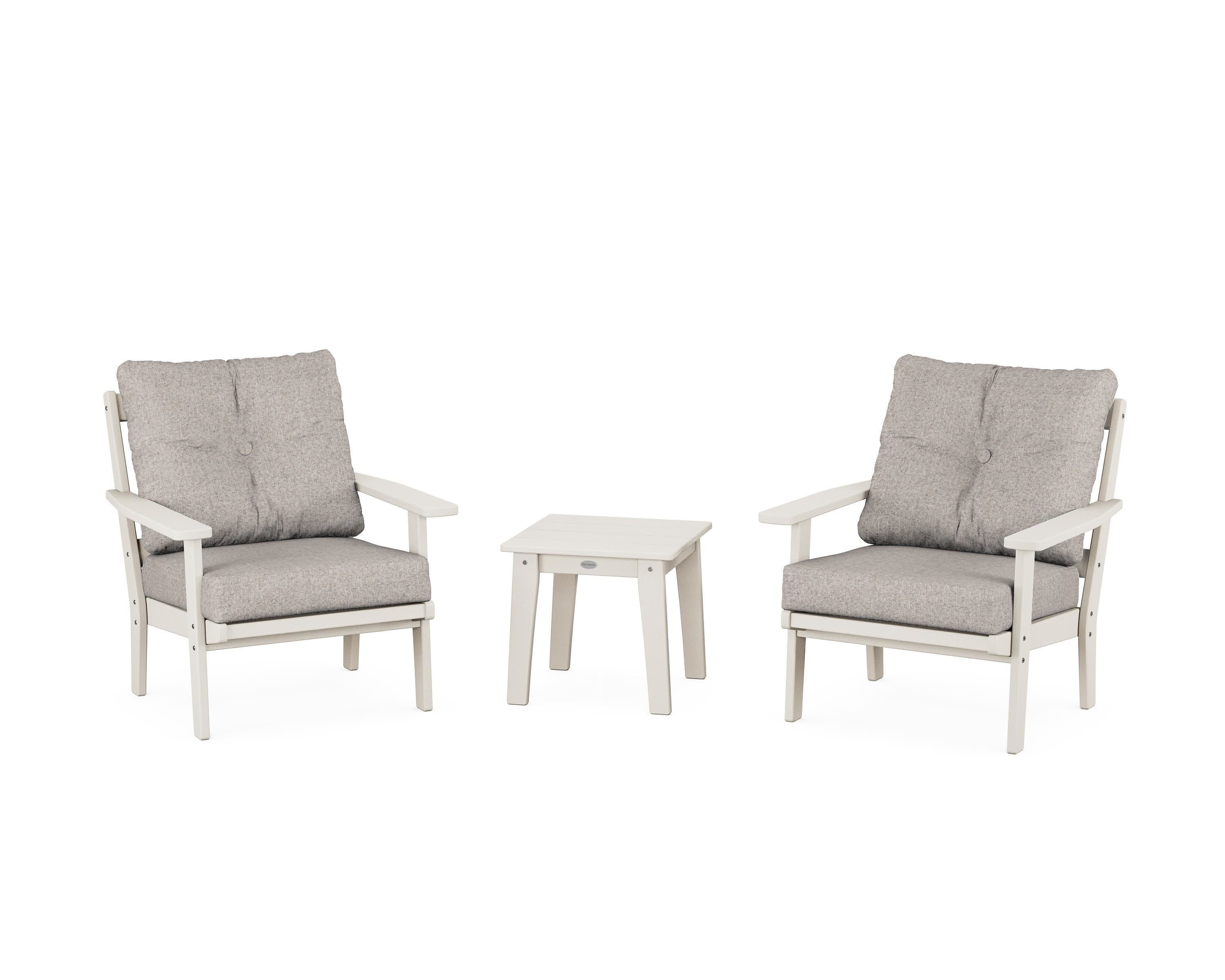 Oxford 3-Piece Deep Seating Set in Sand / Weathered Tweed