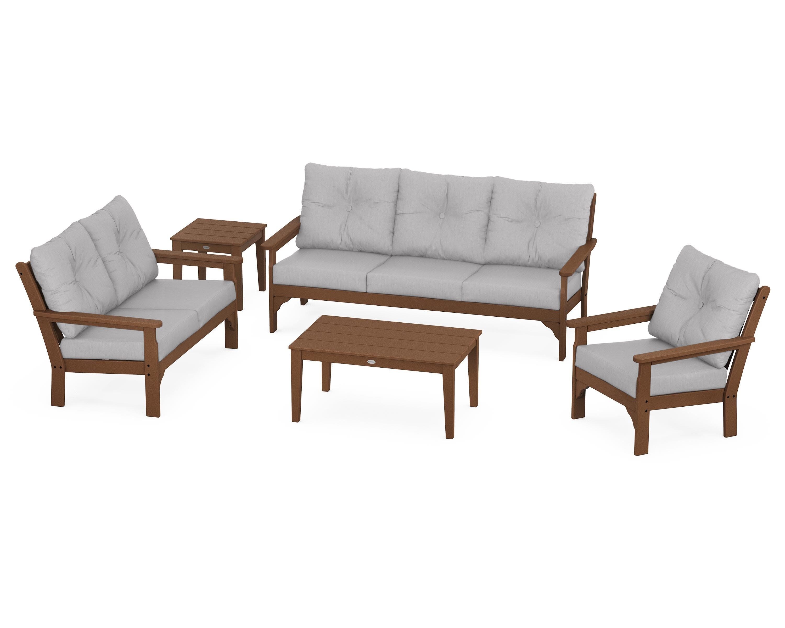 Vineyard 5 Piece Deep Seating Set in Teak / Granite