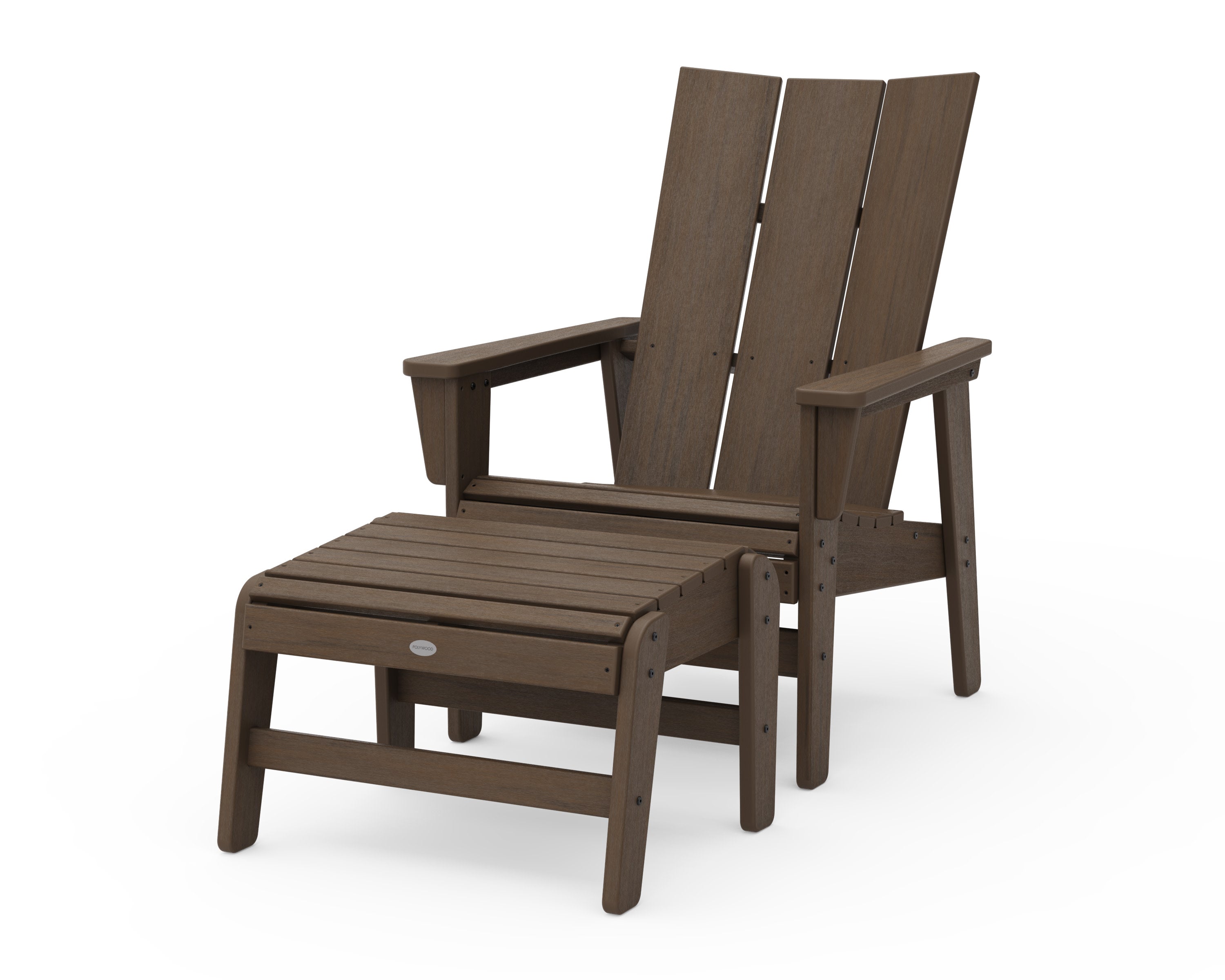Modern Grand Upright Adirondack Chair with Ottoman in Kona