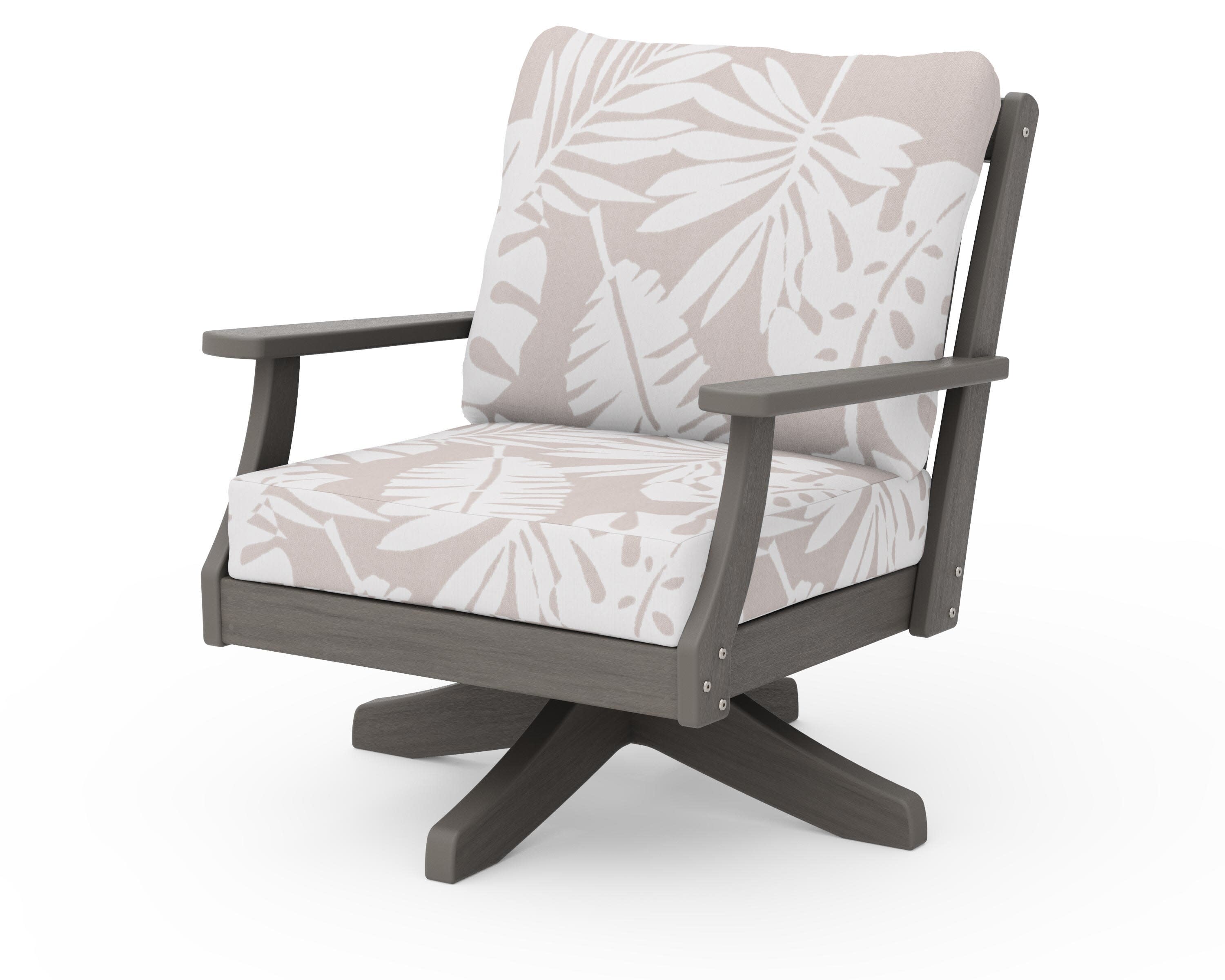 Braxton Deep Seating Swivel Chair in Driftwood / Leaf Dune Burlap