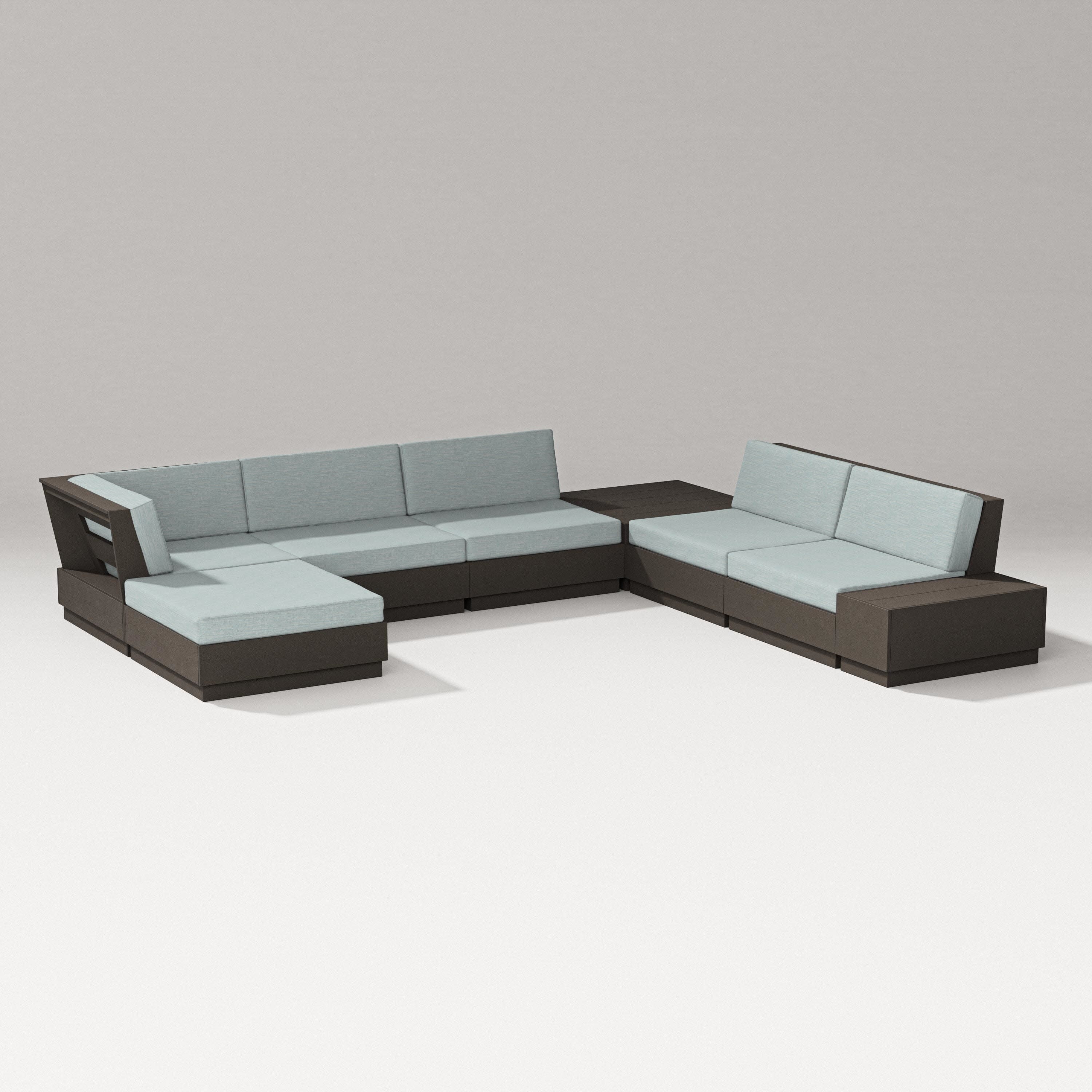 Elevate 8-Piece Corner Sectional in Vintage Coffee / Soothe Mist