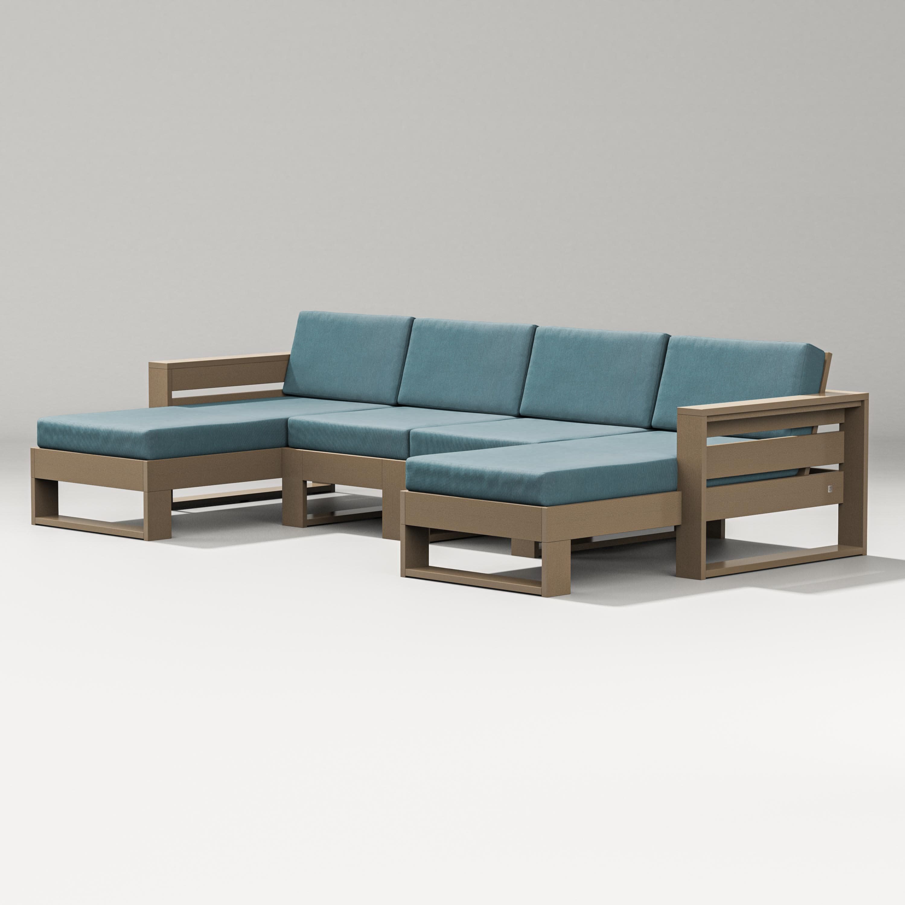 Latitude Double Chaise Sectional in Vintage Sahara / Ocean Teal