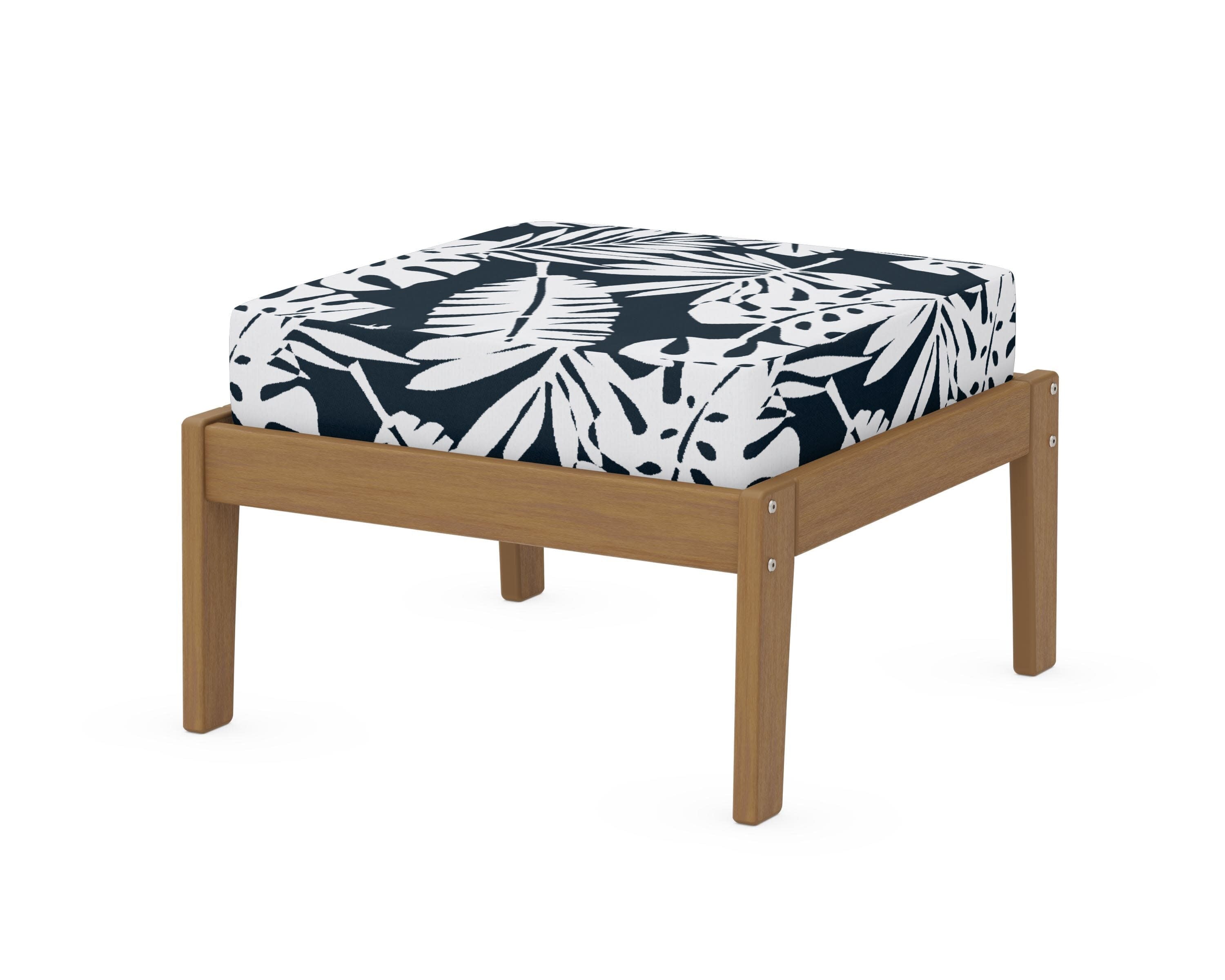 Deep Seating Ottoman in Natural / Leaf Marine Indigo