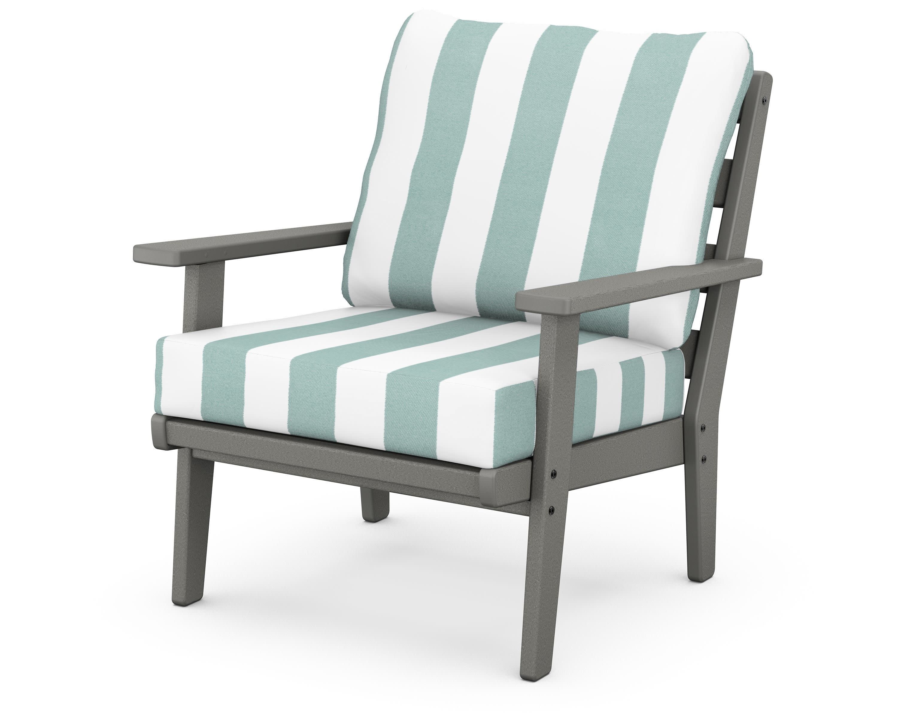 Grant Park Deep Seating Chair in Slate Grey / Cabana Stripe Glacier Spa