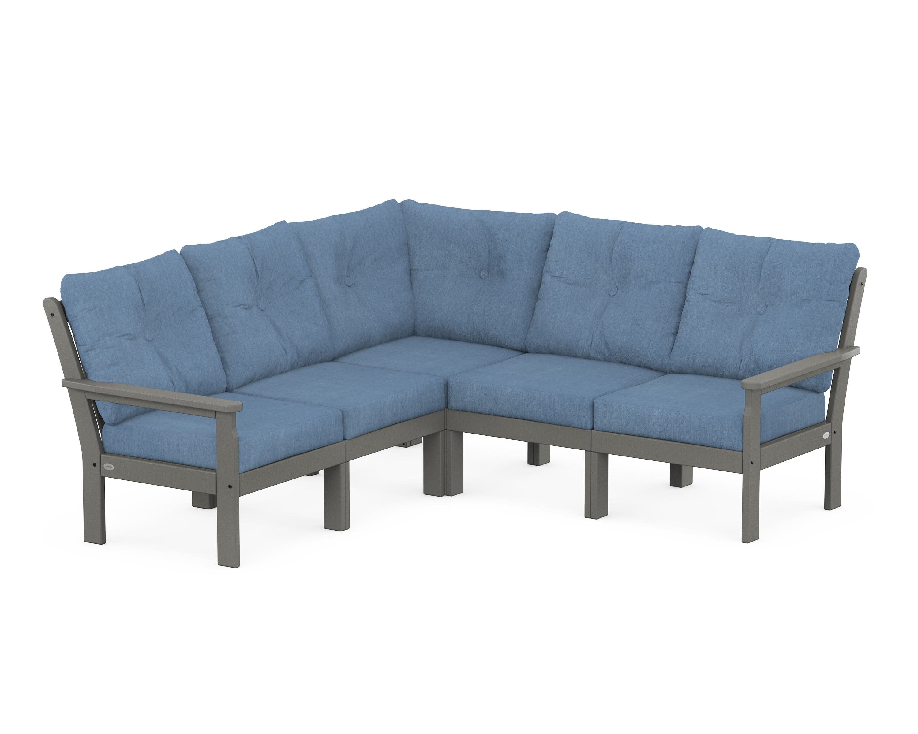 Vineyard 5-Piece Sectional in Slate Grey / Sky Blue
