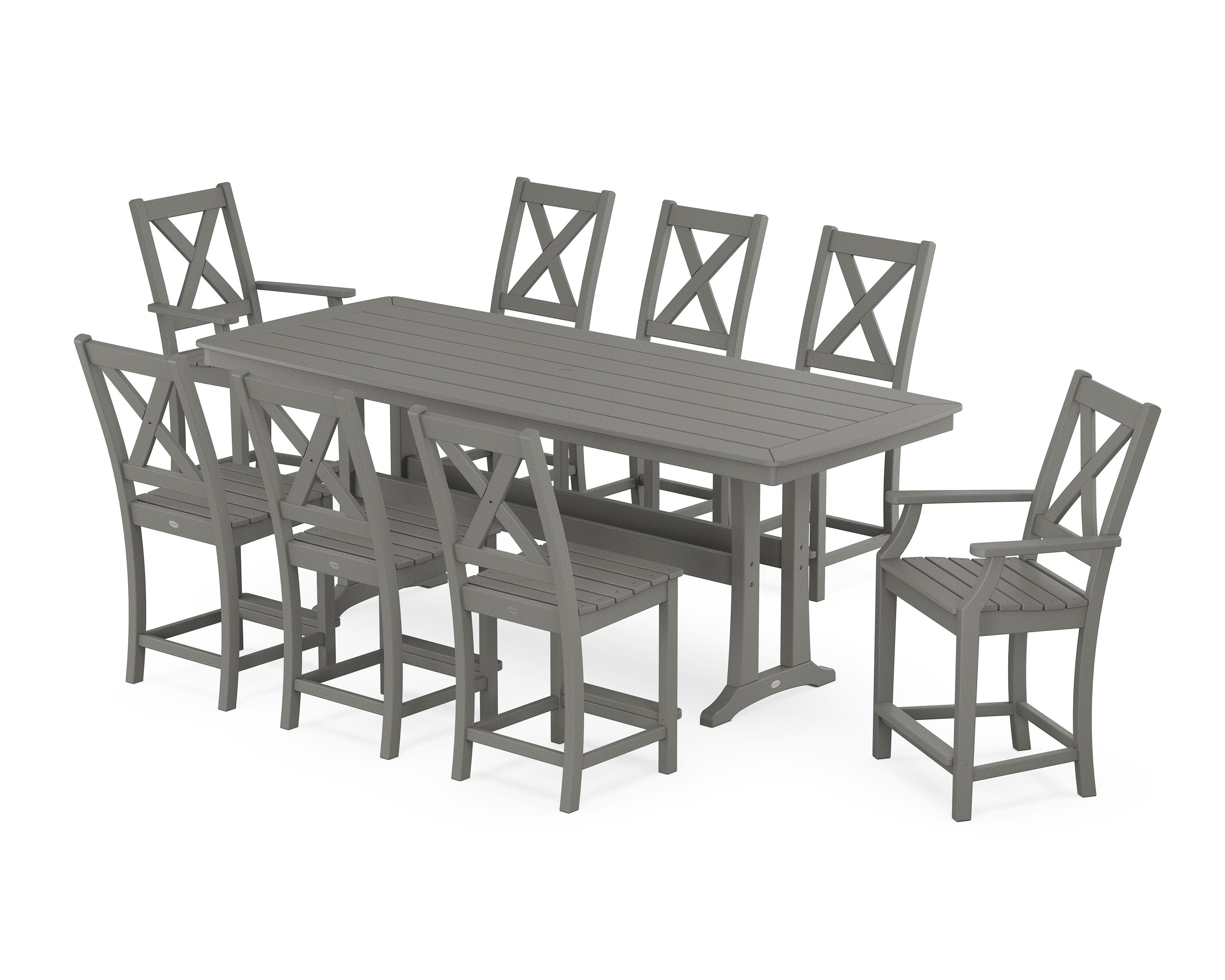 Braxton 9-Piece Counter Set with Trestle Legs in Slate Grey