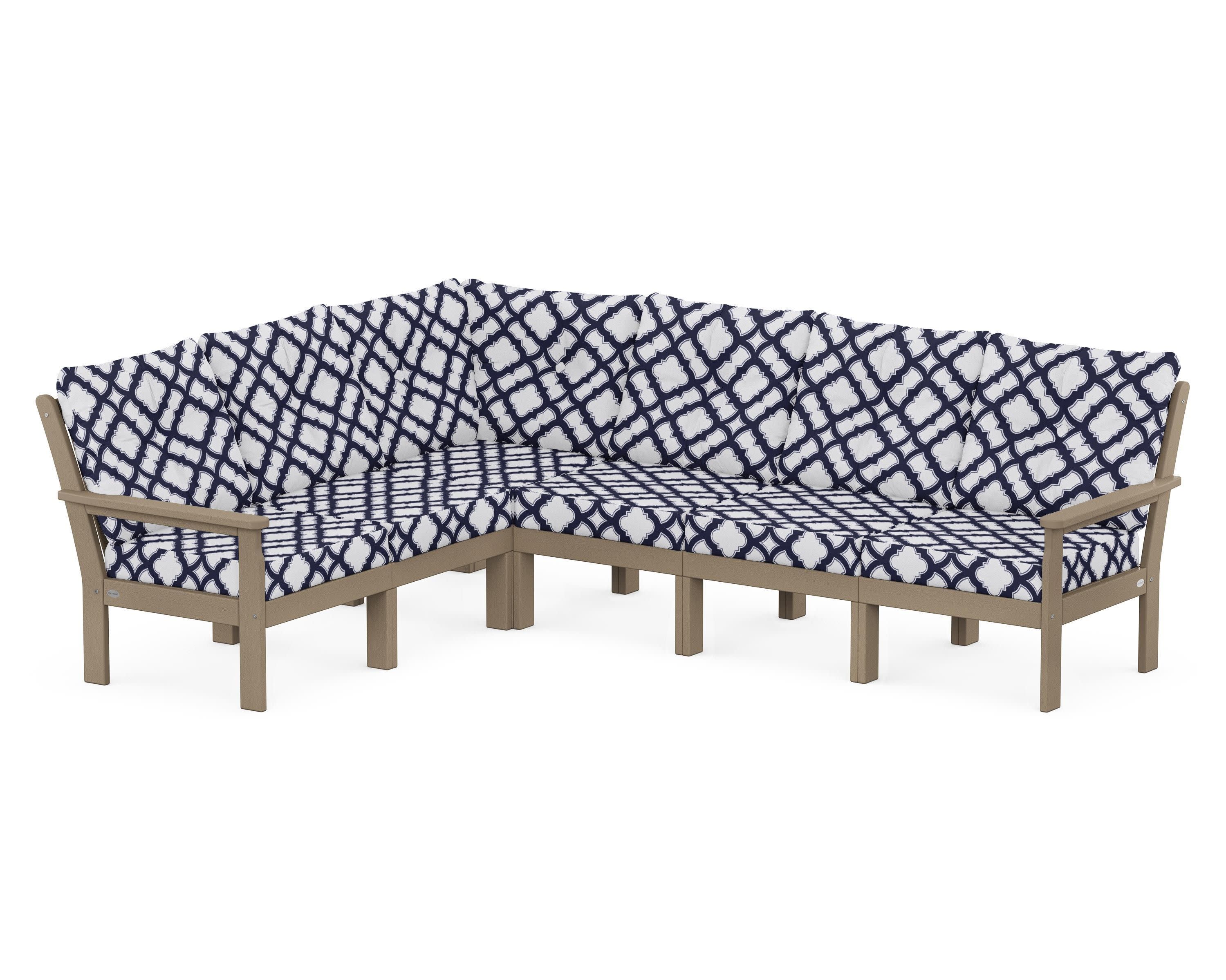 Vineyard 6-Piece Sectional in Vintage Sahara / Trellis Navy