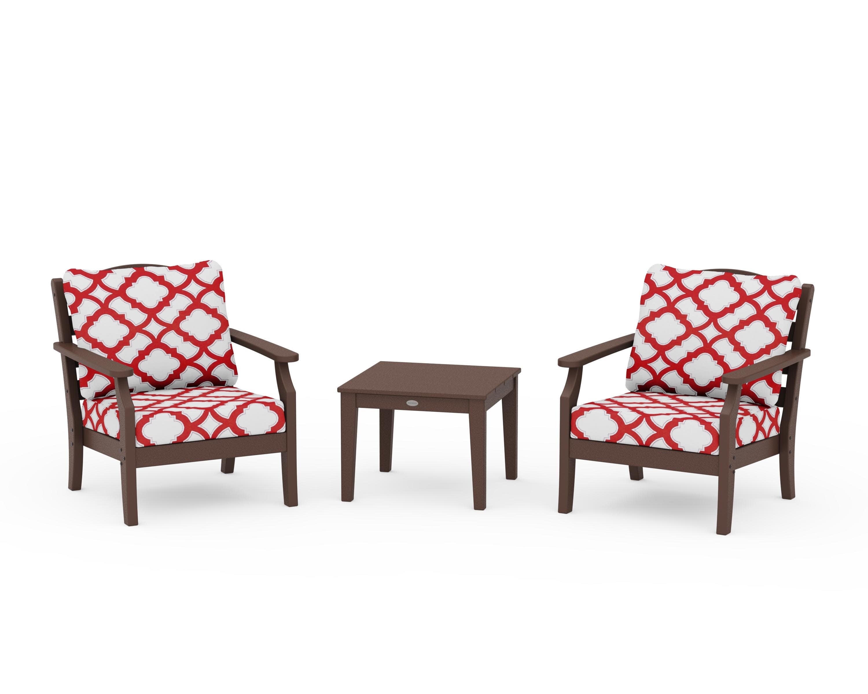 Savannah 3-Piece Deep Seating Set in Mahogany / Trellis Crimson