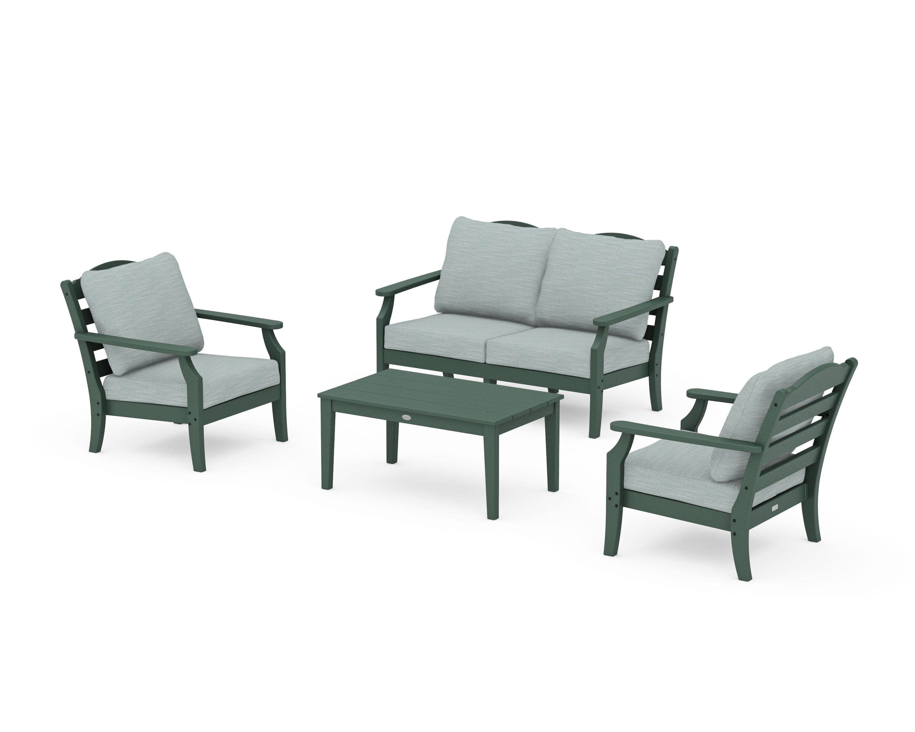 Savannah 4-Piece Deep Seating Set with Loveseat in Green / Soothe Mist