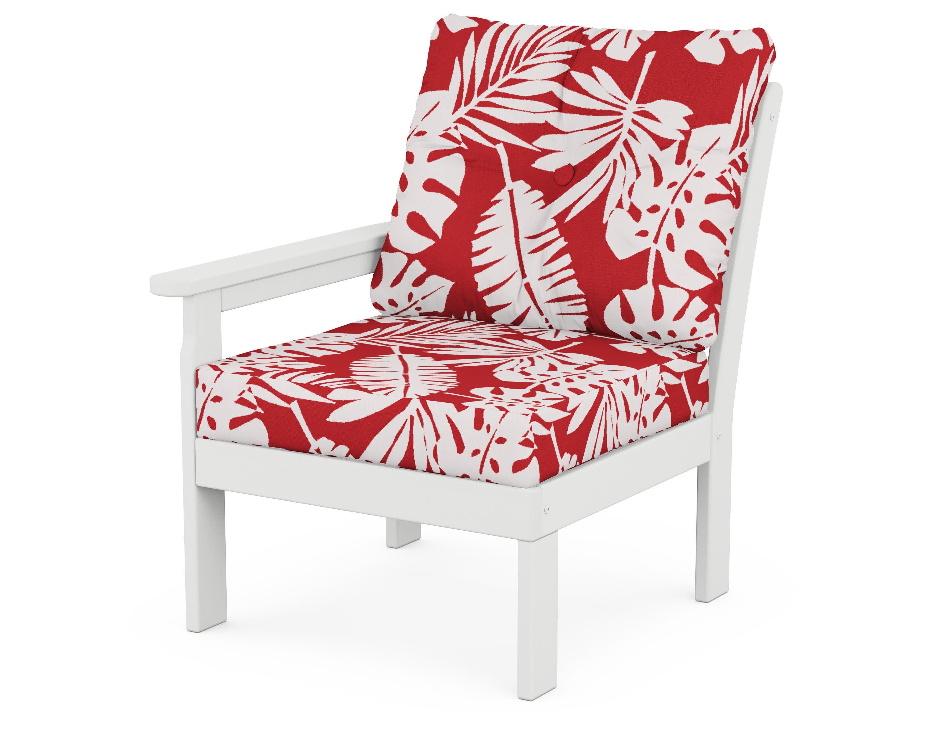 Vineyard Modular Left Arm Chair in White / Leaf Crimson