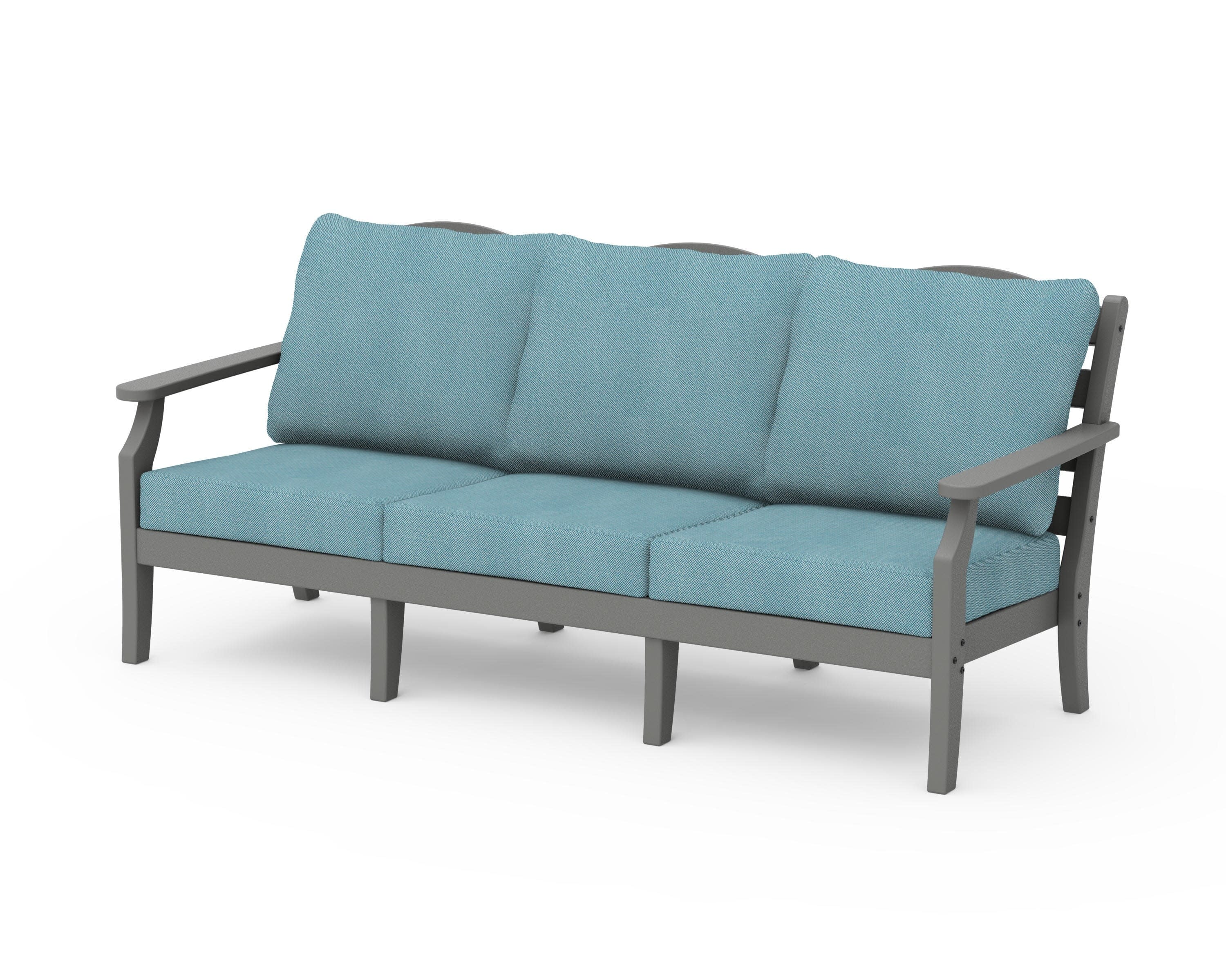 Savannah Deep Seating Sofa in Slate Grey / Lattice Sky Blue