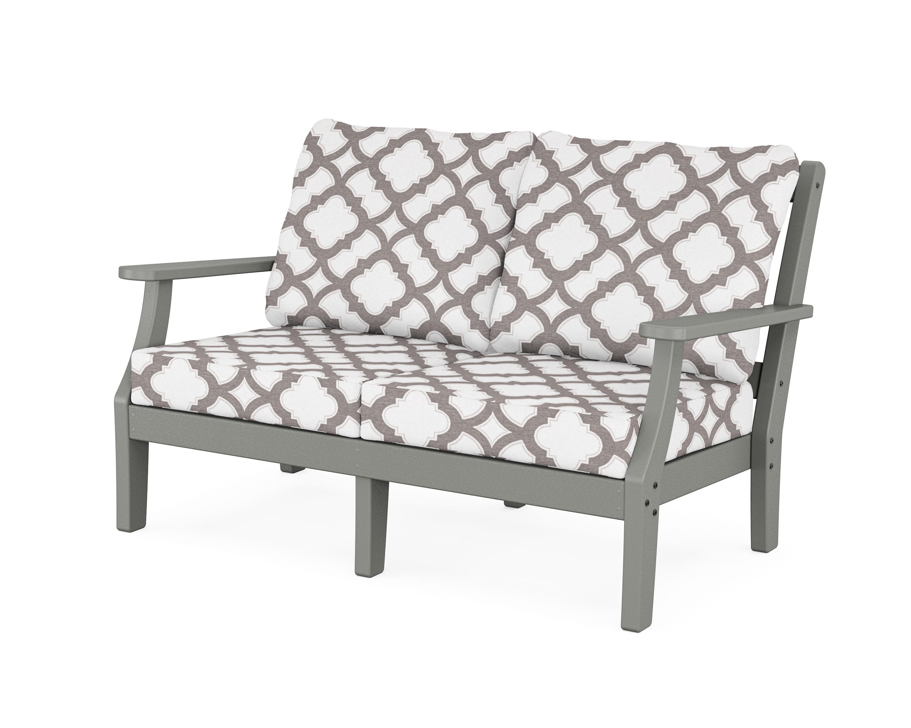 Chinoiserie Deep Seating Loveseat in Slate Grey / Trellis Grey Mist