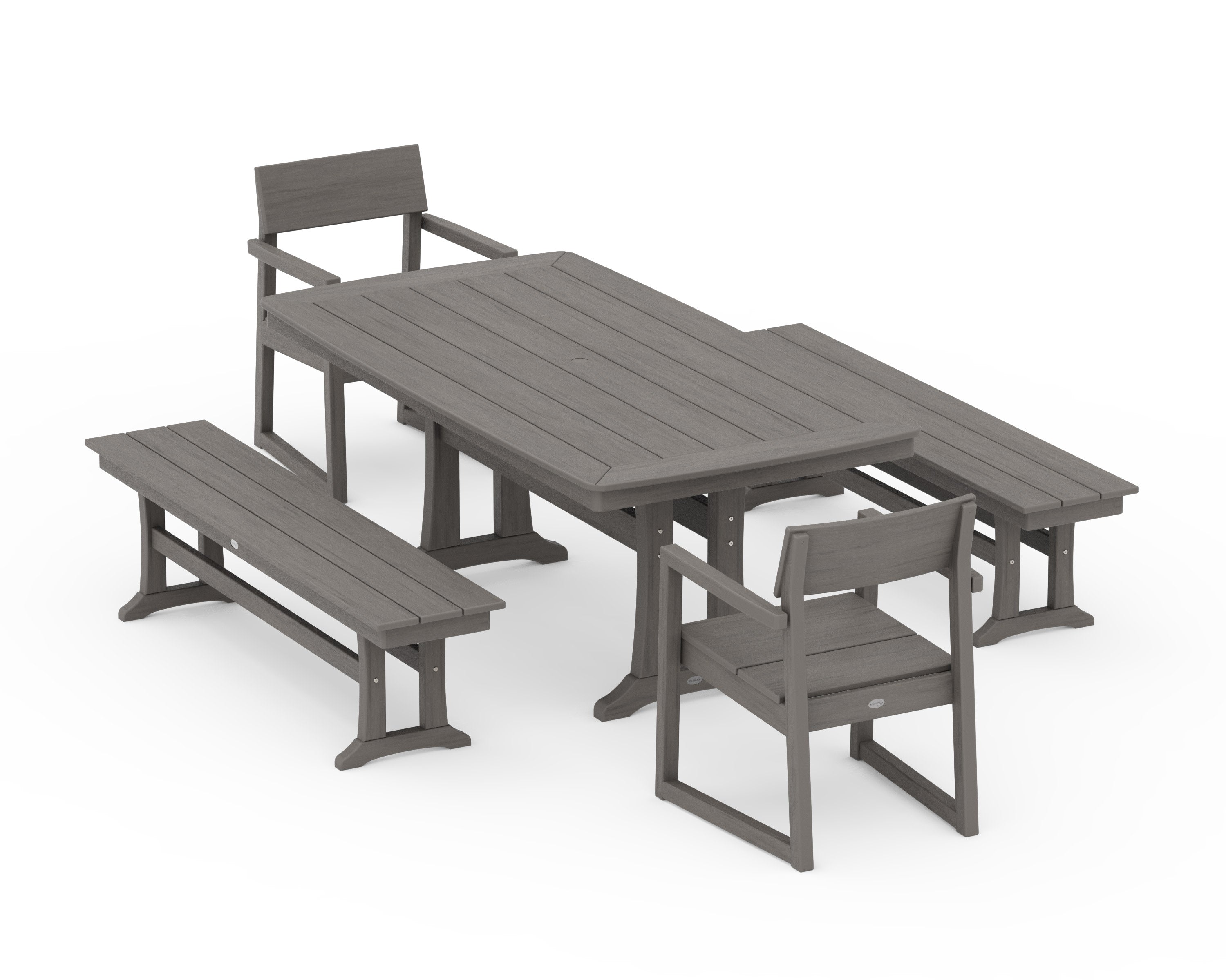 EDGE 5-Piece Dining Set with Trestle Legs in Driftwood