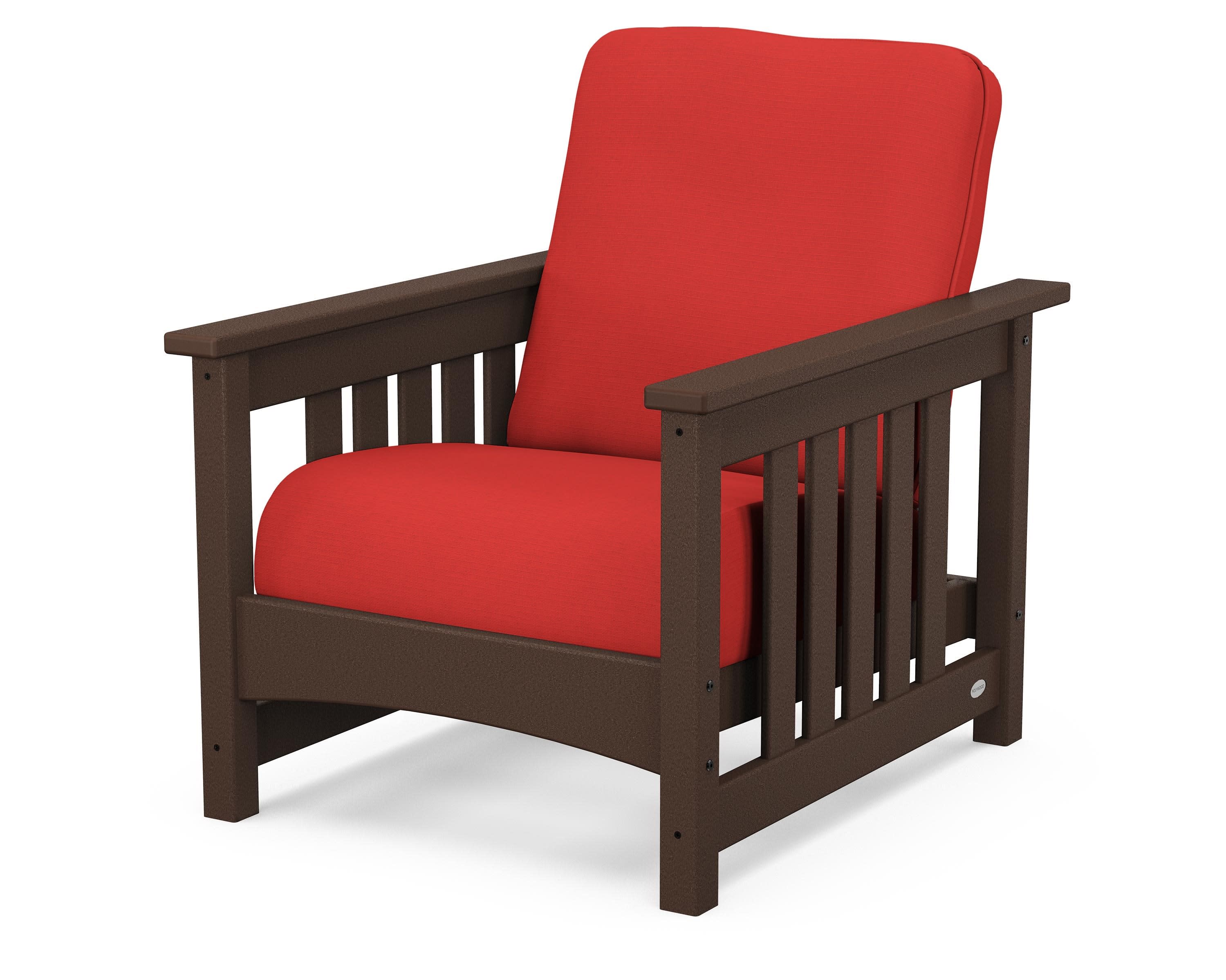 Club Mission Chair in Mahogany / Crimson Linen