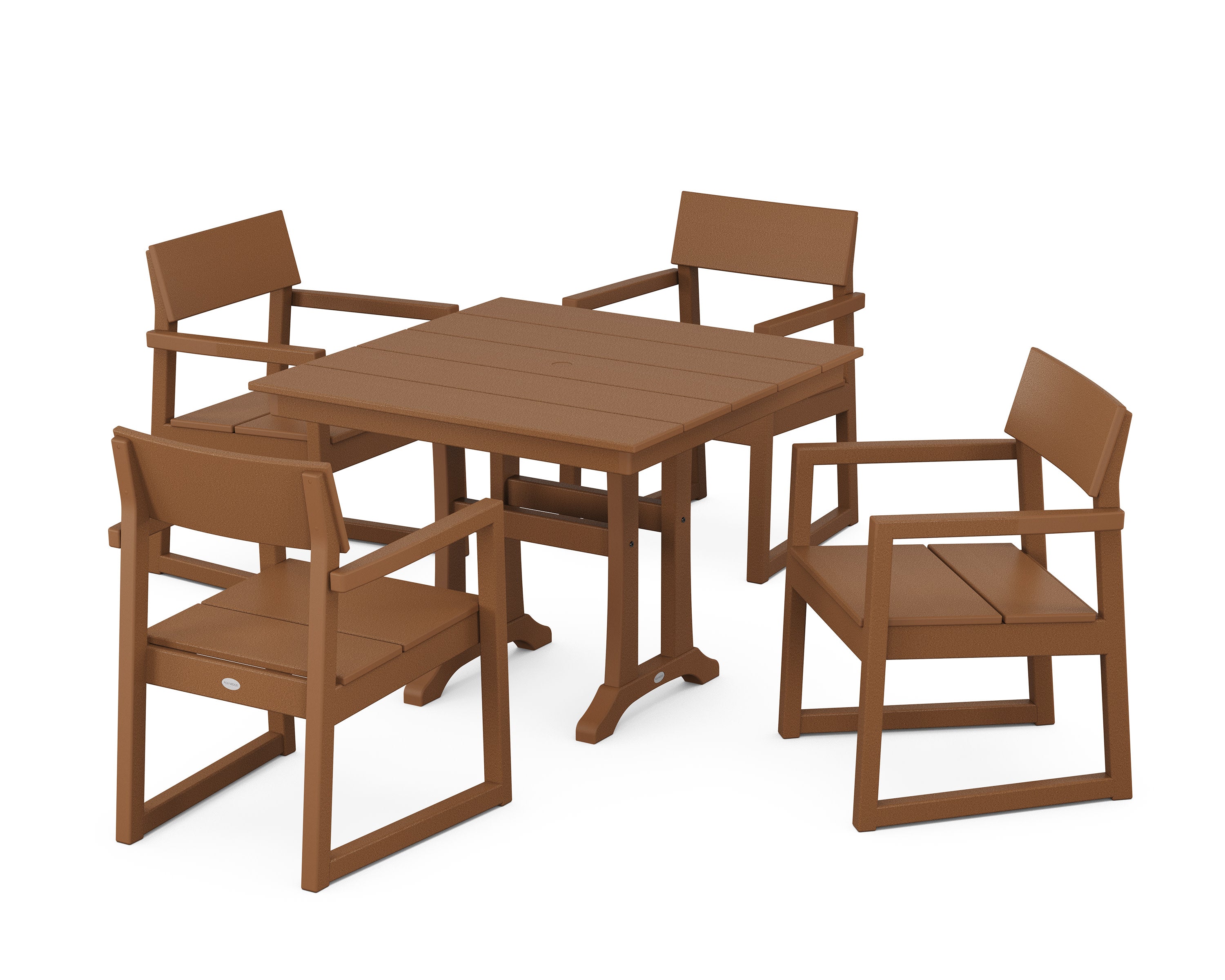EDGE 5-Piece Farmhouse Dining Set With Trestle Legs in Teak