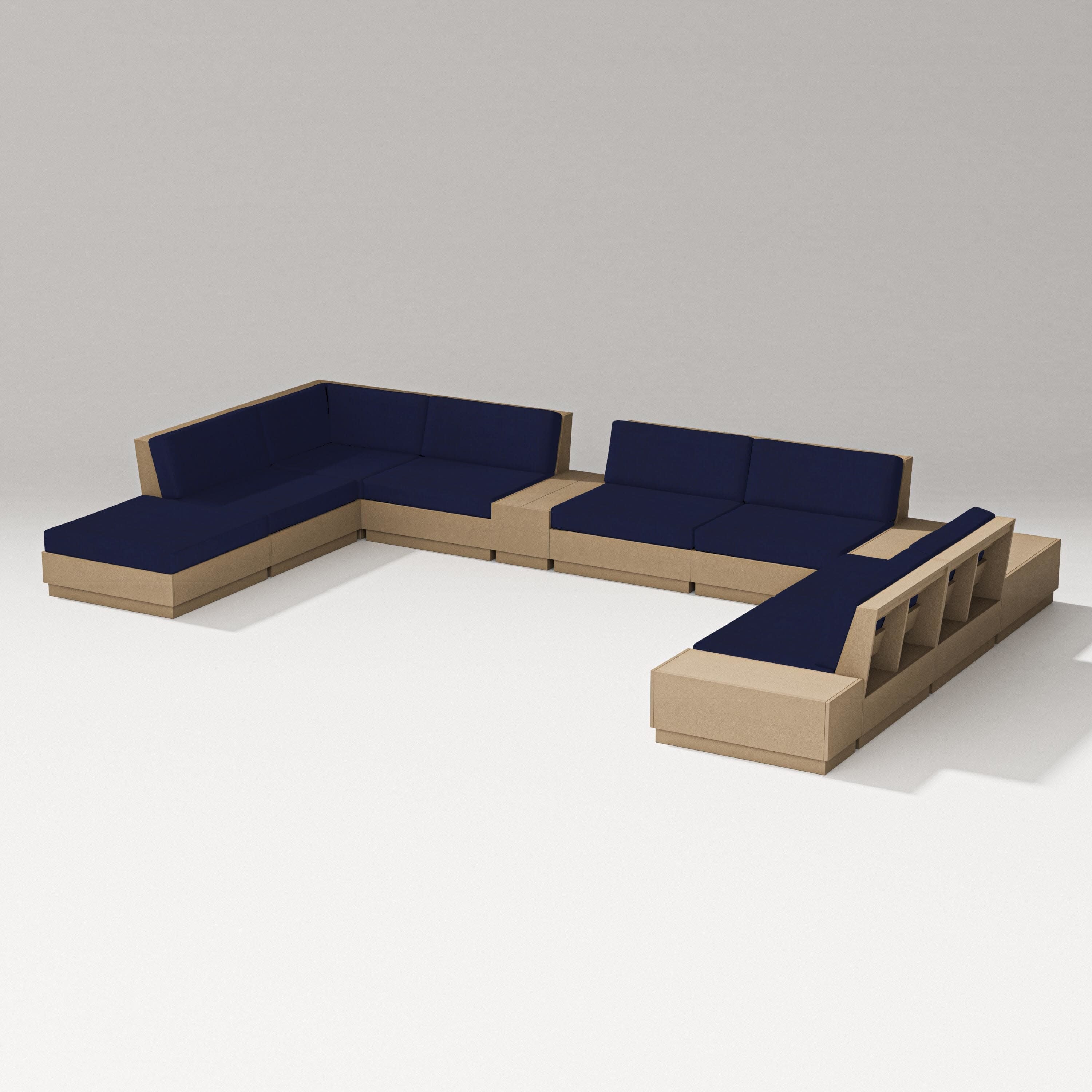 Elevate 11-Piece Conversation Sectional Set in Vintage Sahara / Navy
