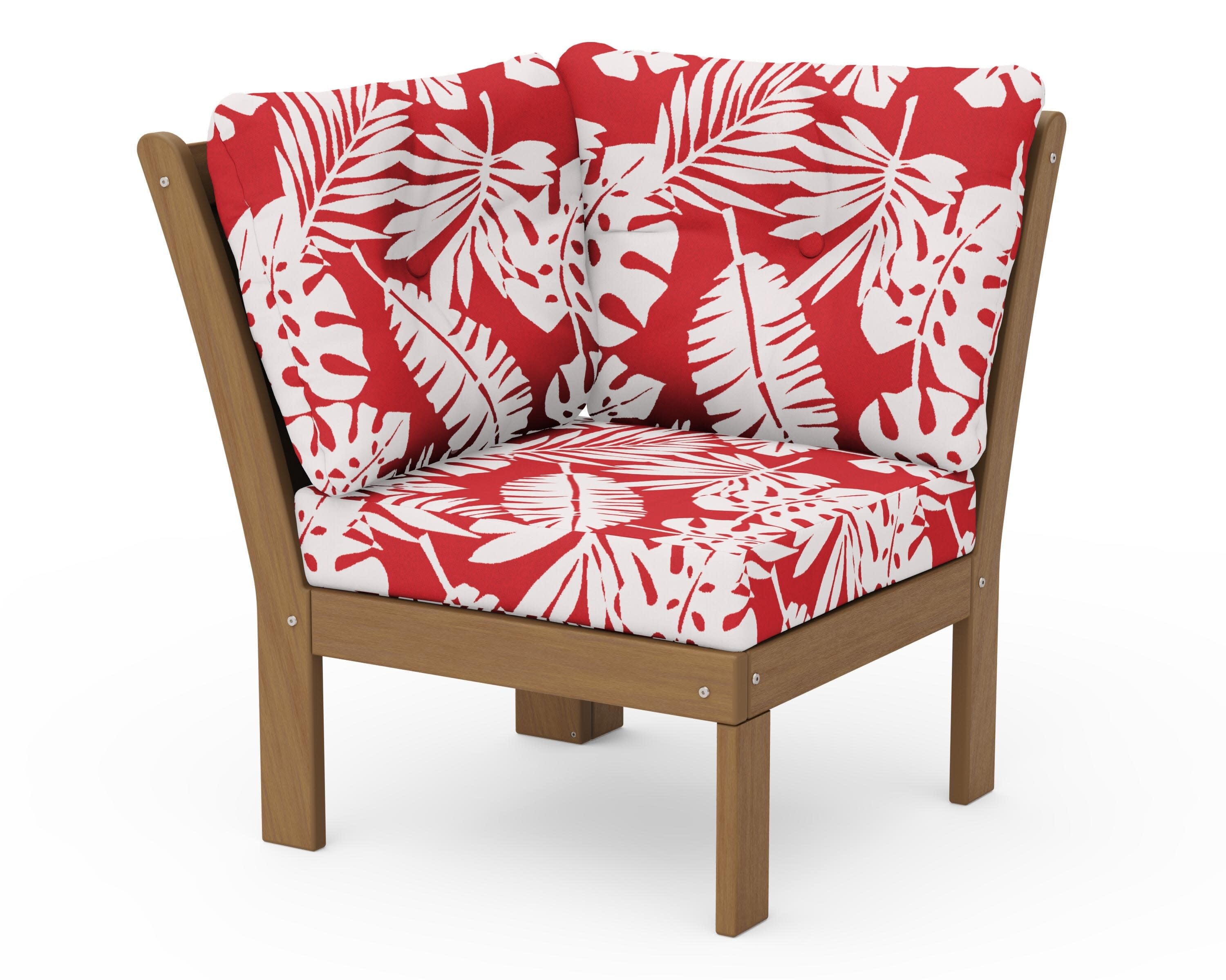 Vineyard Modular Corner Chair in Natural / Leaf Crimson