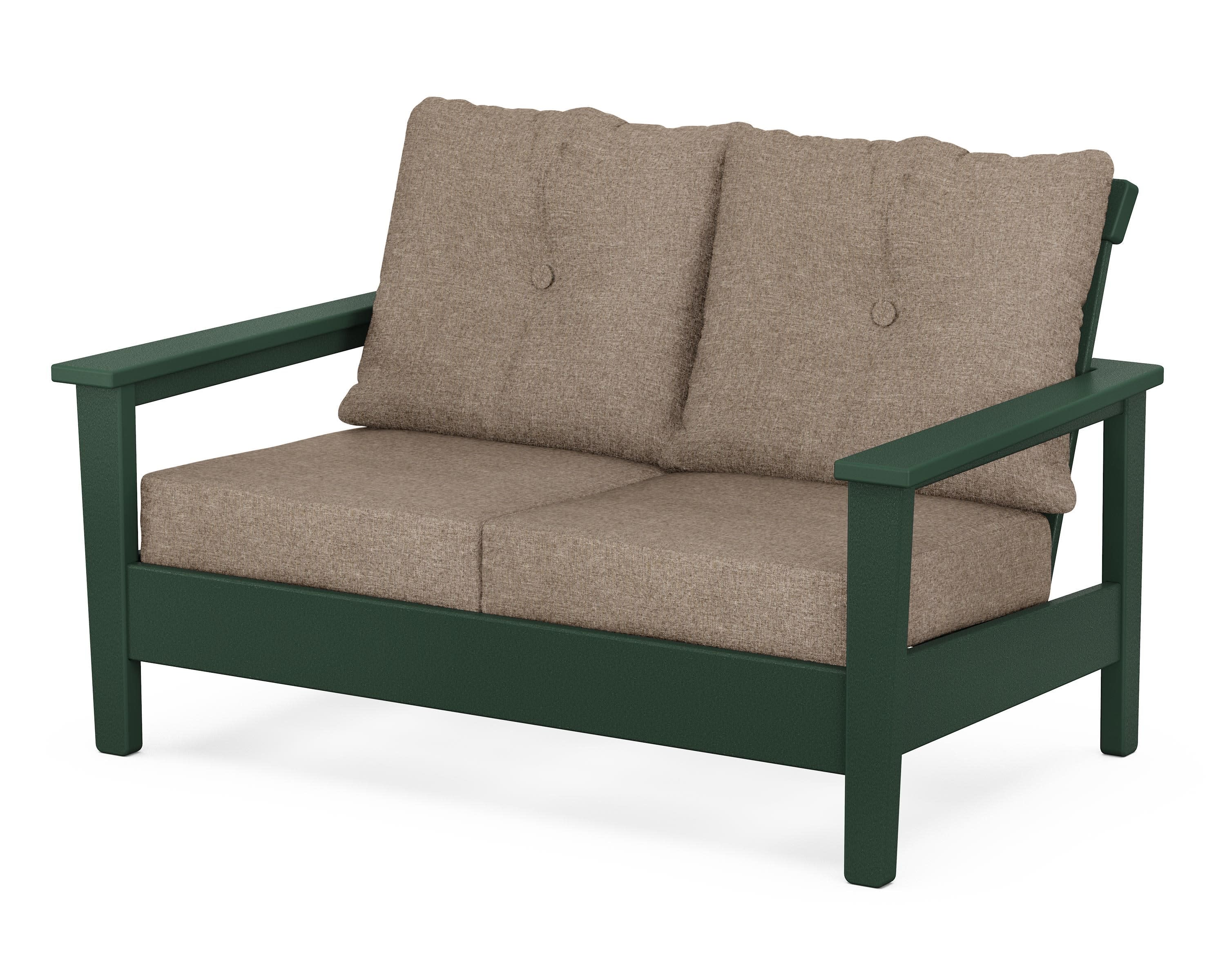 Prescott Deep Seating Loveseat in Green / Spiced Burlap