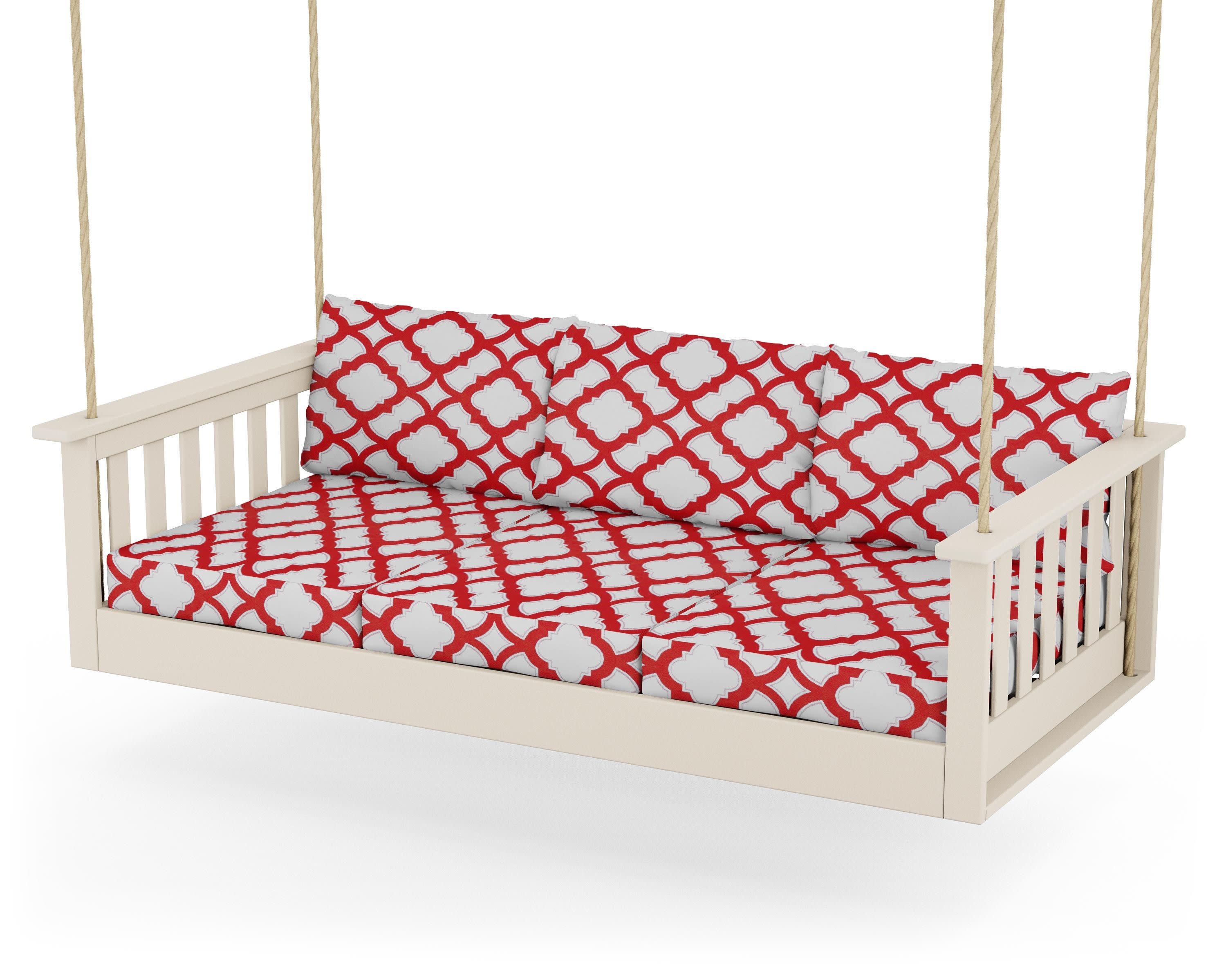 Vineyard Daybed Swing in Sand / Trellis Crimson