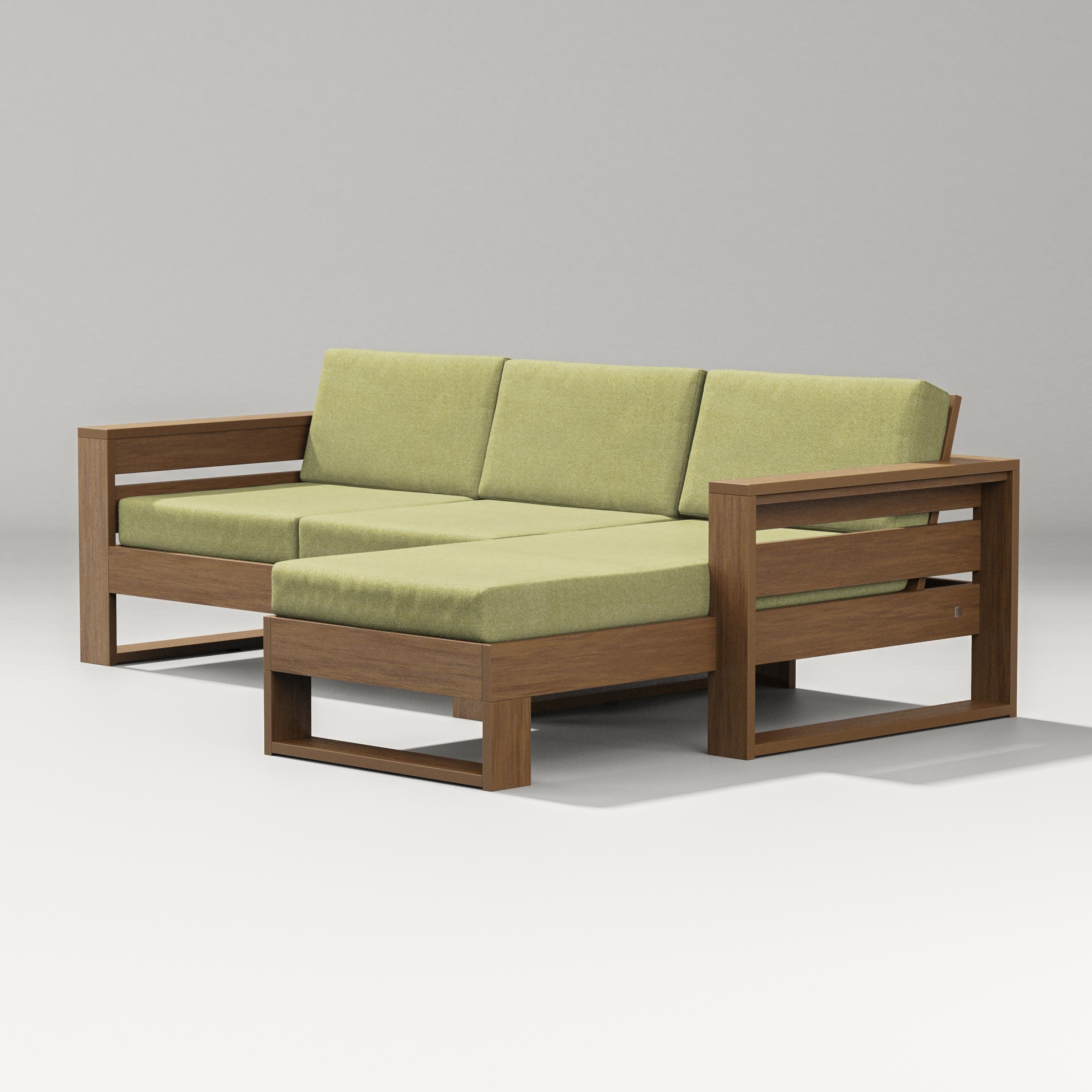 Latitude Right Chaise Sectional in Natural / Chartreuse Boucle
