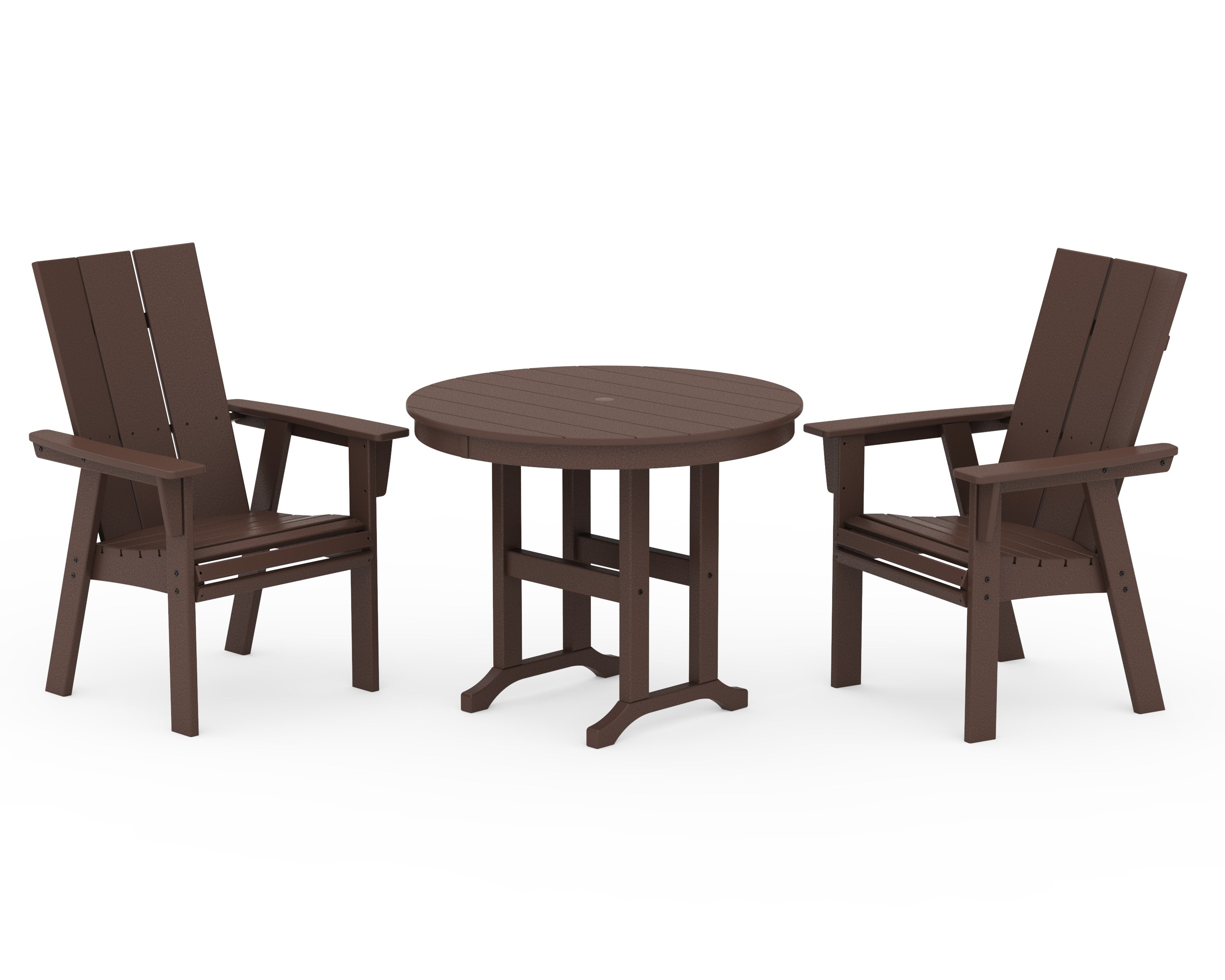 Modern Adirondack 3-Piece Round Dining Set in Mahogany