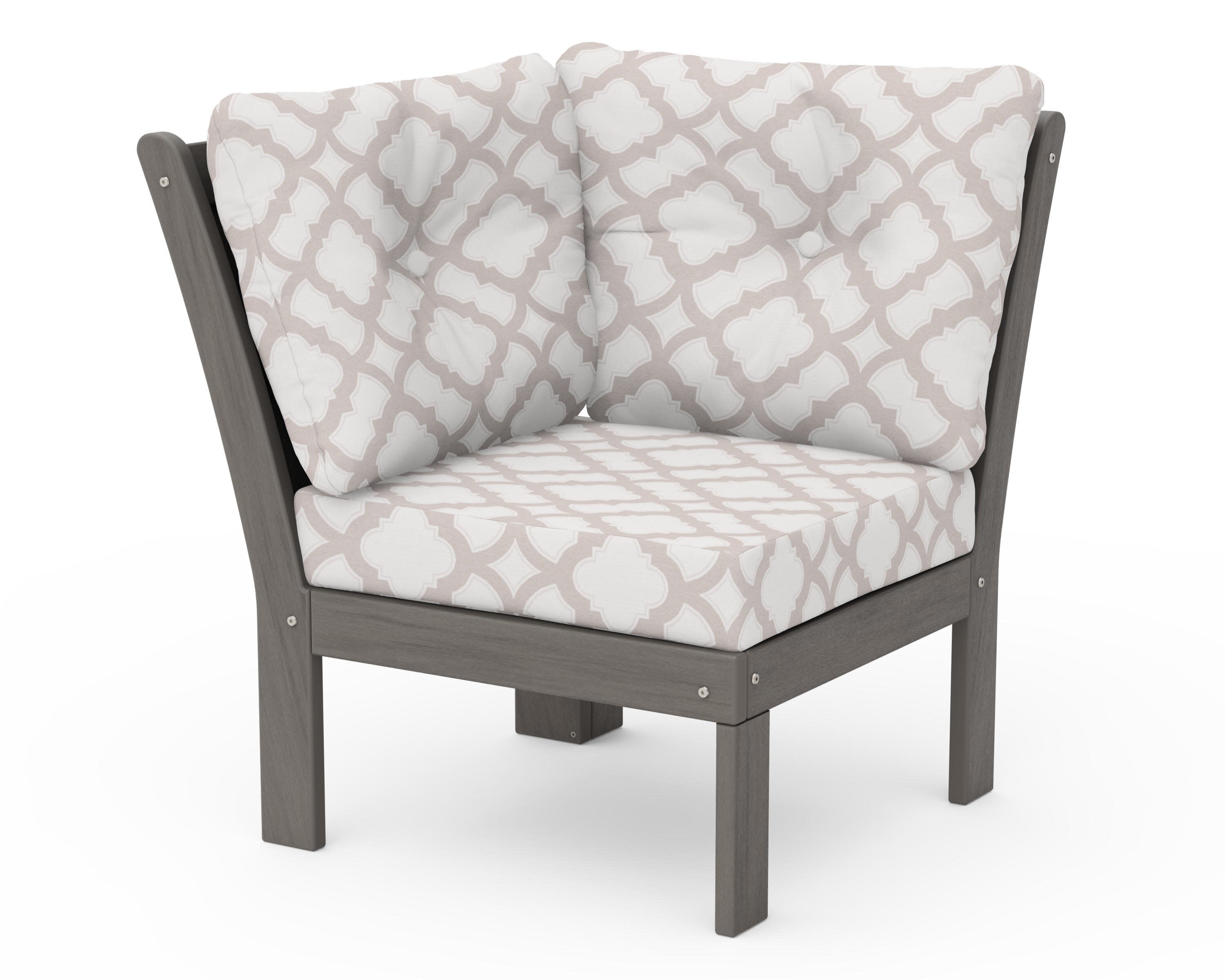 Vineyard Modular Corner Chair in Driftwood / Trellis Dune Burlap