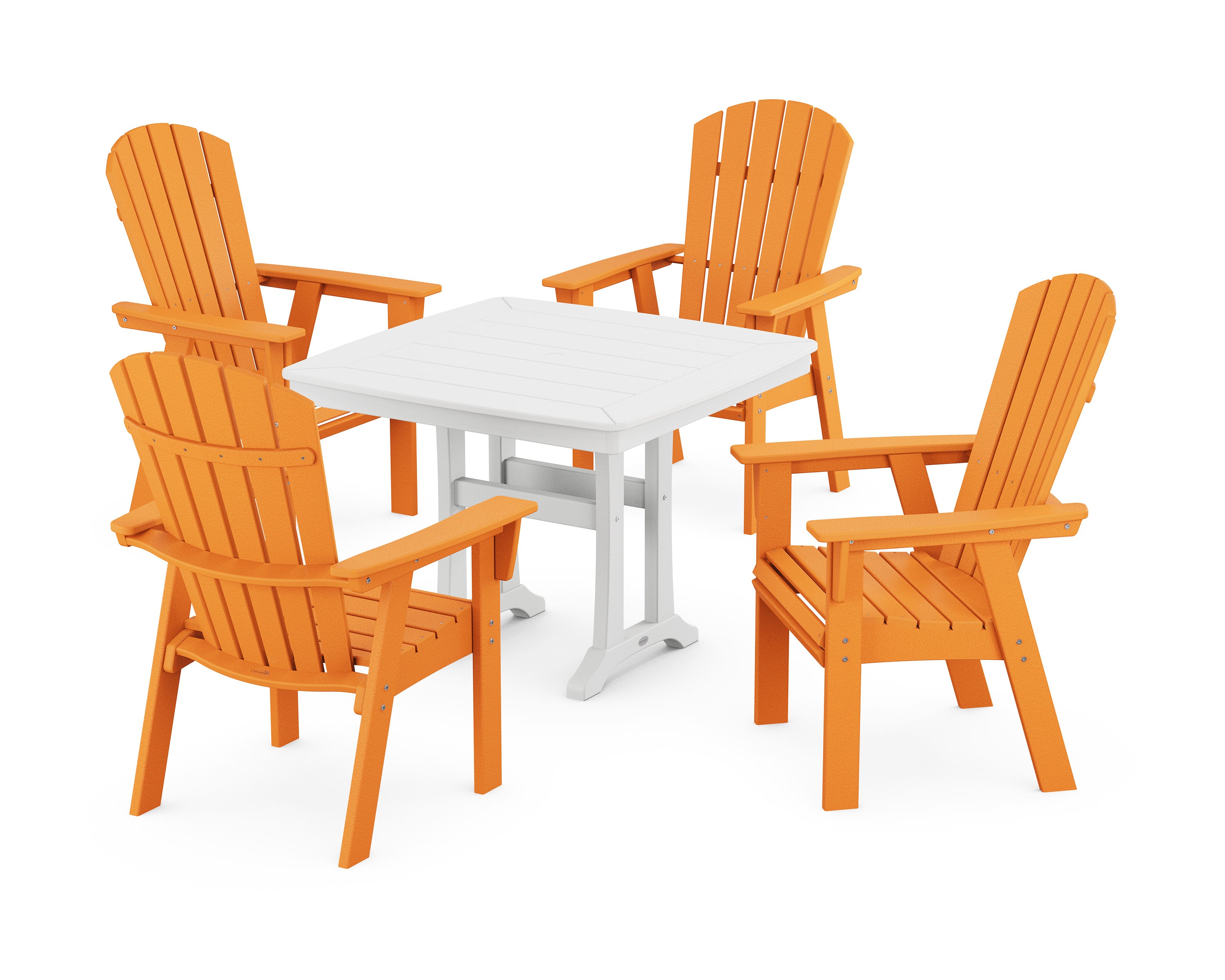 Nautical Adirondack 5-Piece Dining Set with Trestle Legs in Tangerine / White