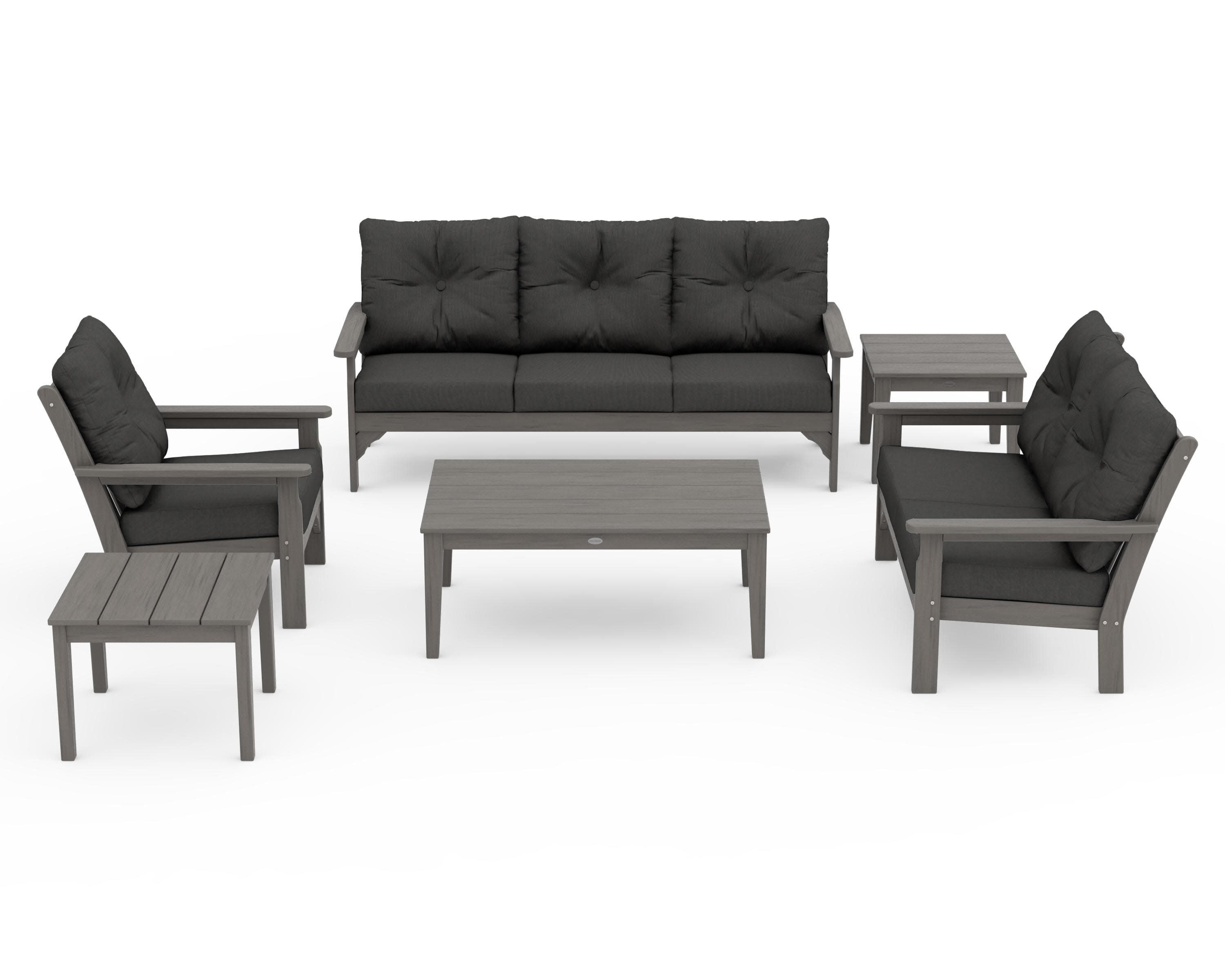 Vineyard 6-Piece Deep Seating Set in Driftwood / Spectrum Carbon