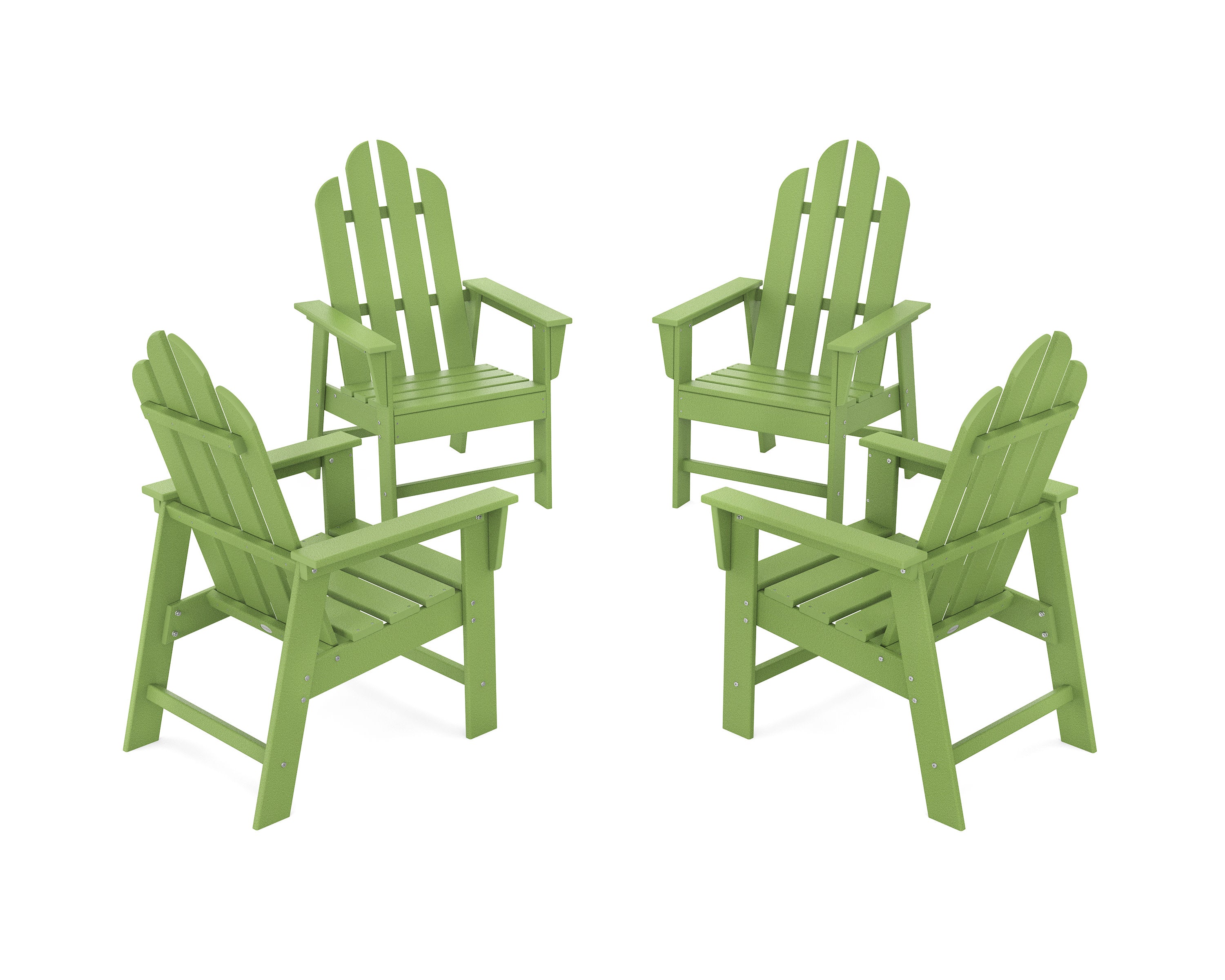 Long Island 4-Piece Upright Adirondack Conversation Set in Lime