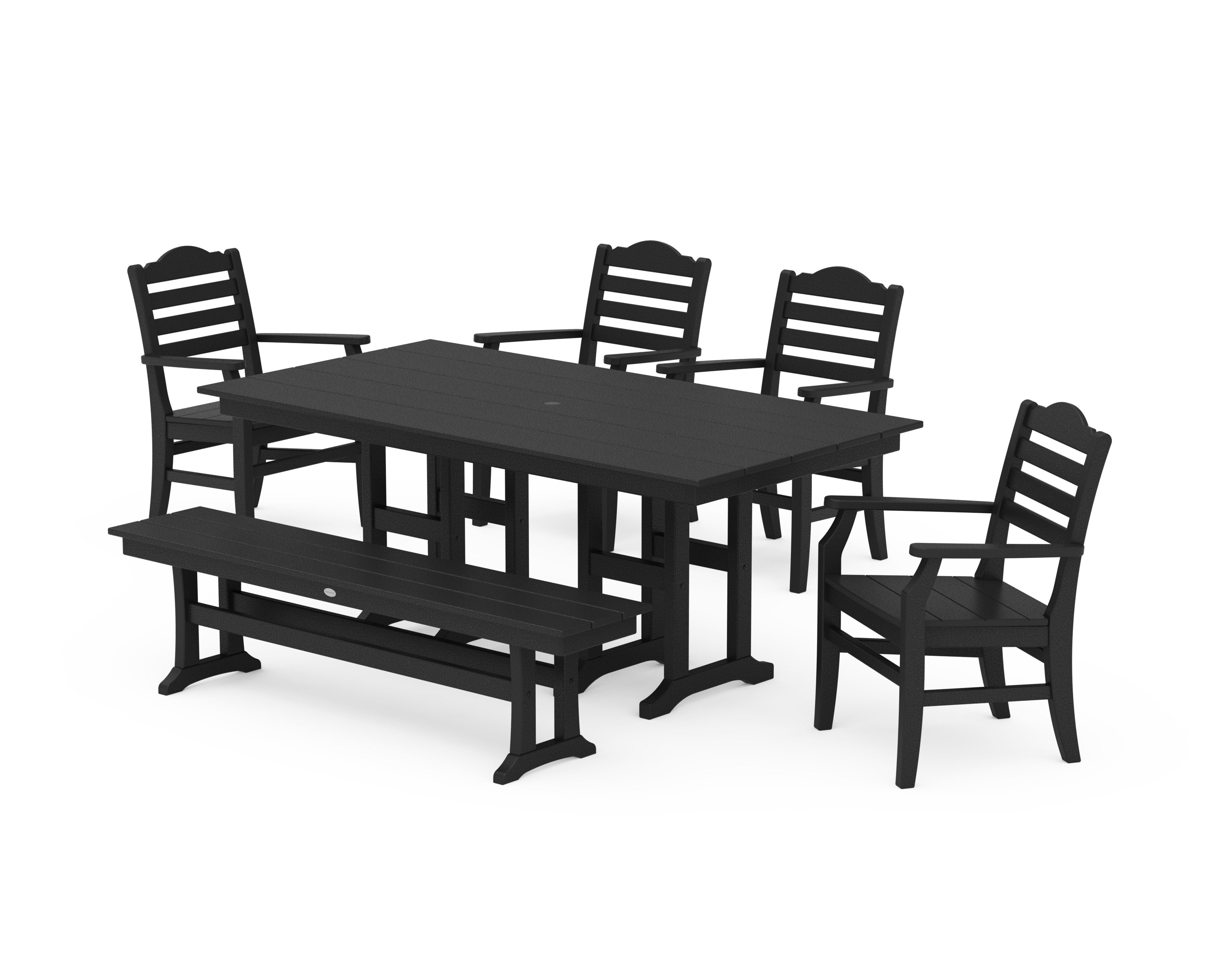 Savannah 6-Piece Farmhouse Dining Set with Bench in Black