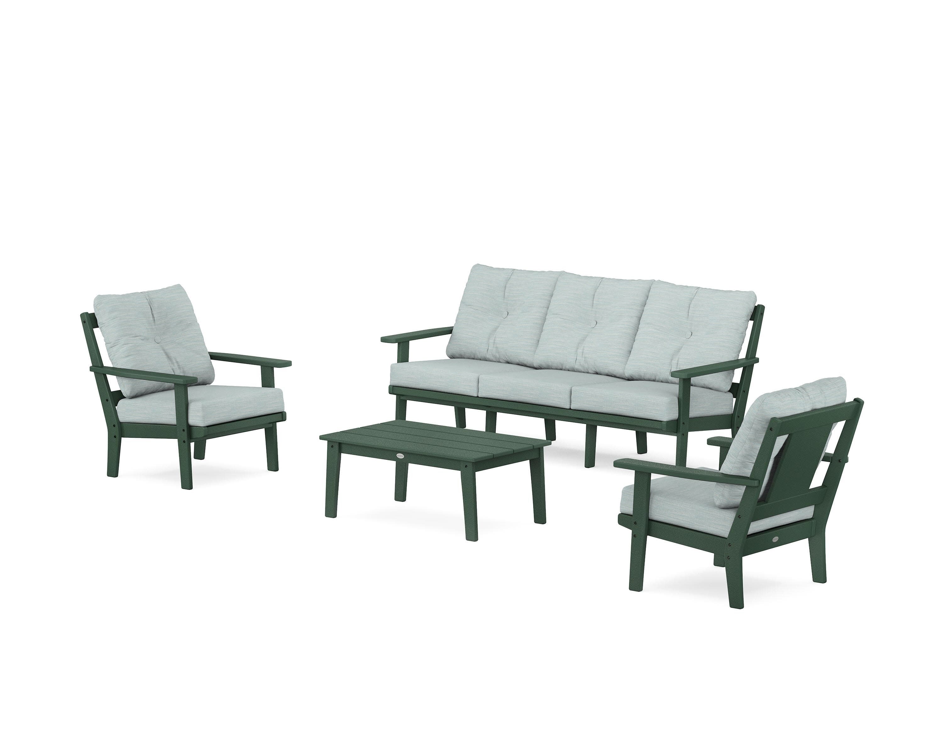 Prairie 4-Piece Deep Seating Set with Sofa in Green / Soothe Mist