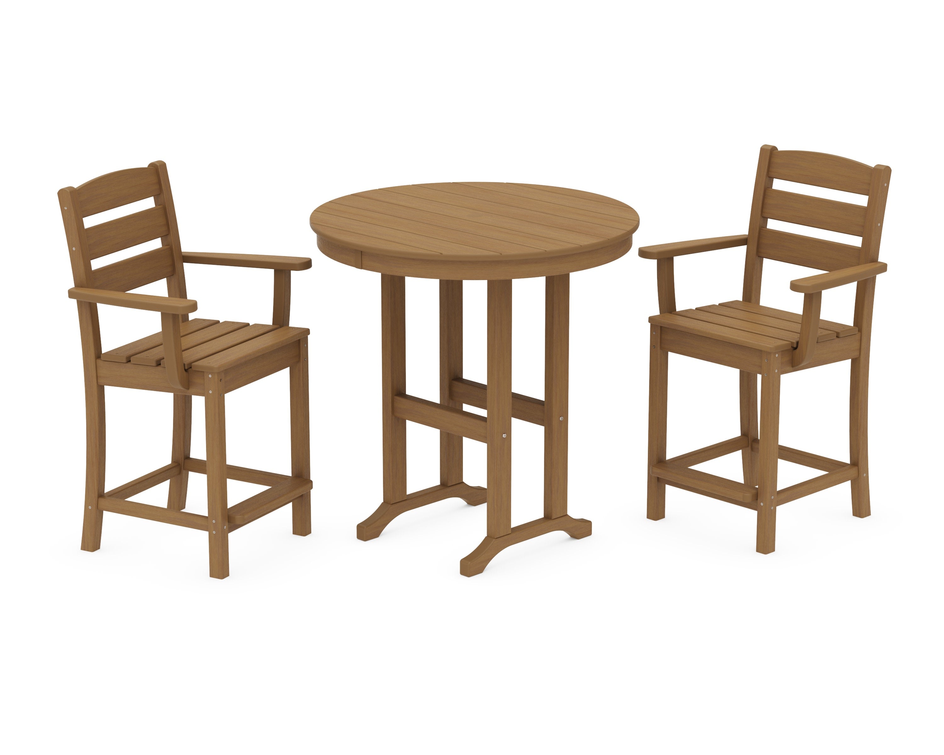 Lakeside 3-Piece Round Farmhouse Arm Chair Counter  Set in Natural