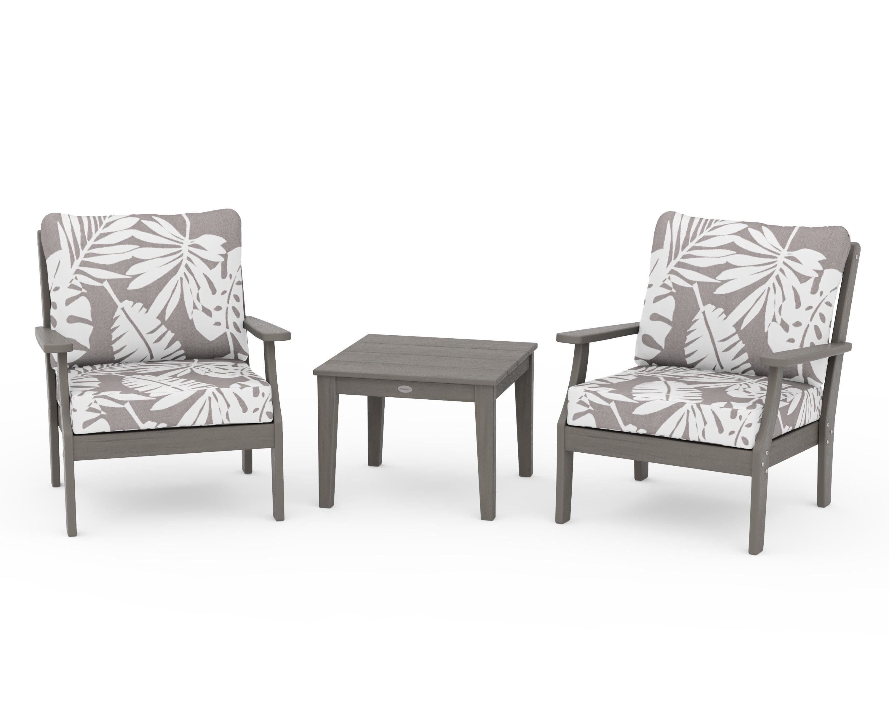 Braxton 3-Piece Deep Seating Set in Driftwood / Leaf Grey Mist