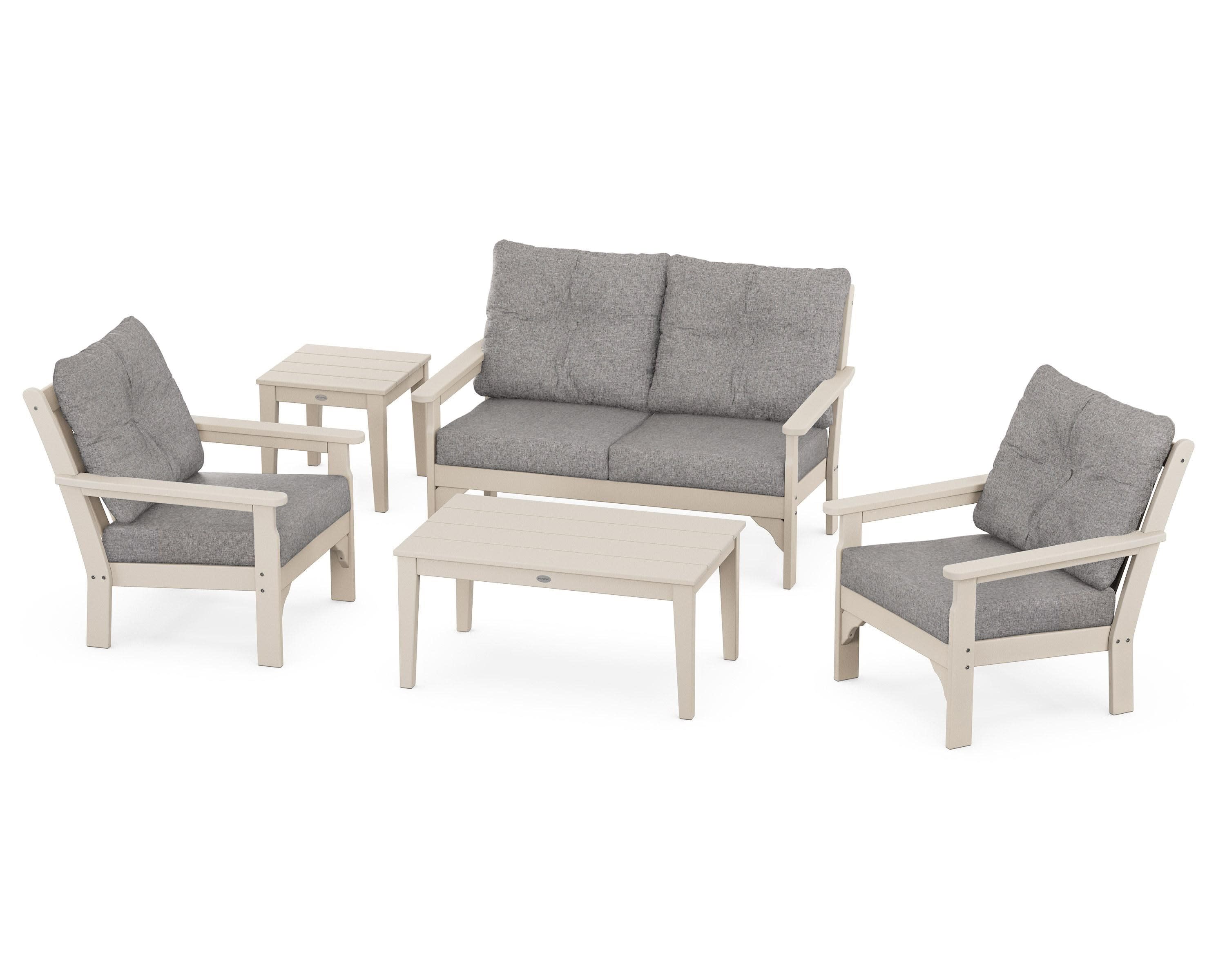 Vineyard 5-Piece Deep Seating Set in Sand / Grey Mist