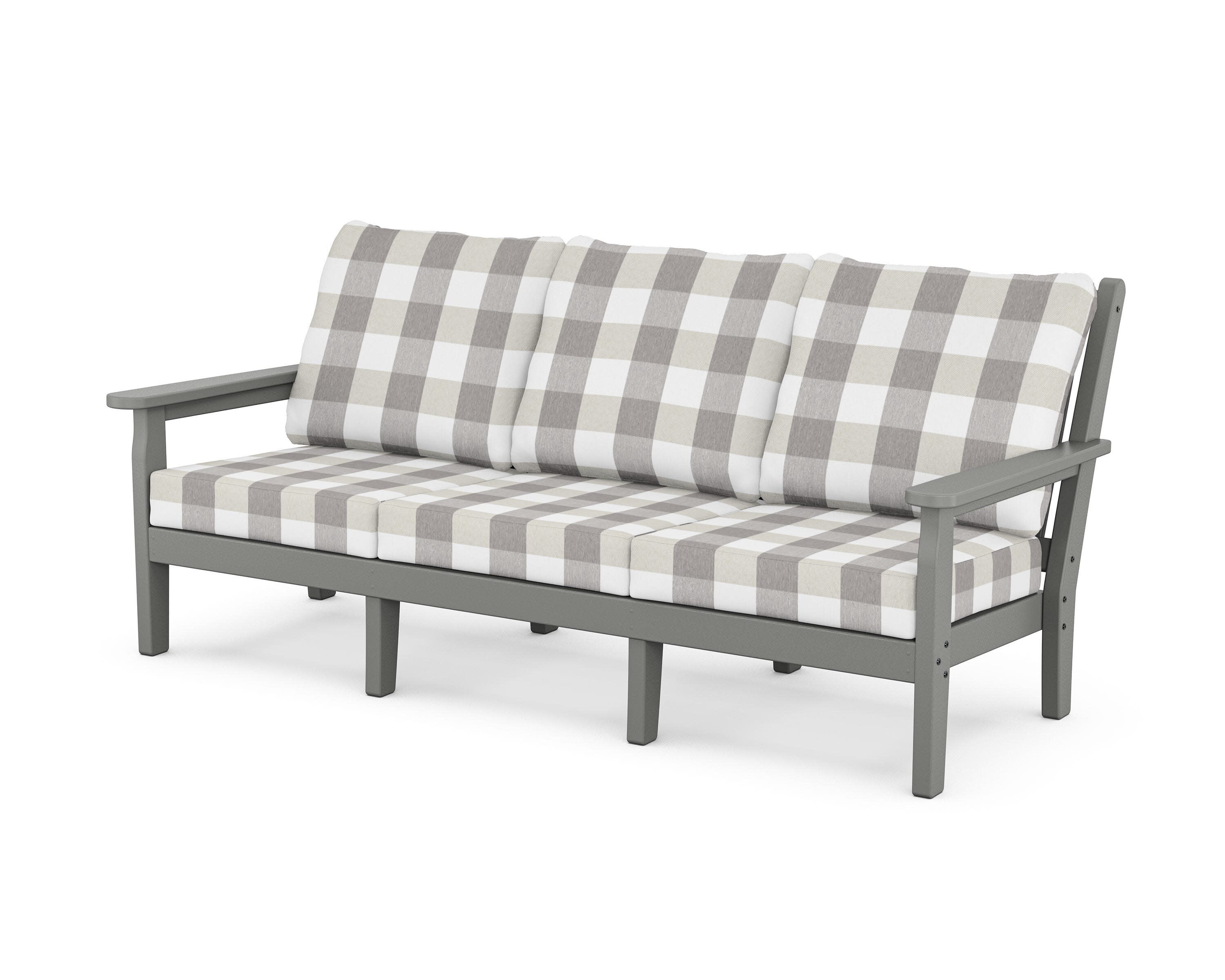 Chippendale Deep Seating Sofa in Slate Grey / Buffalo Plaid Grey Mist