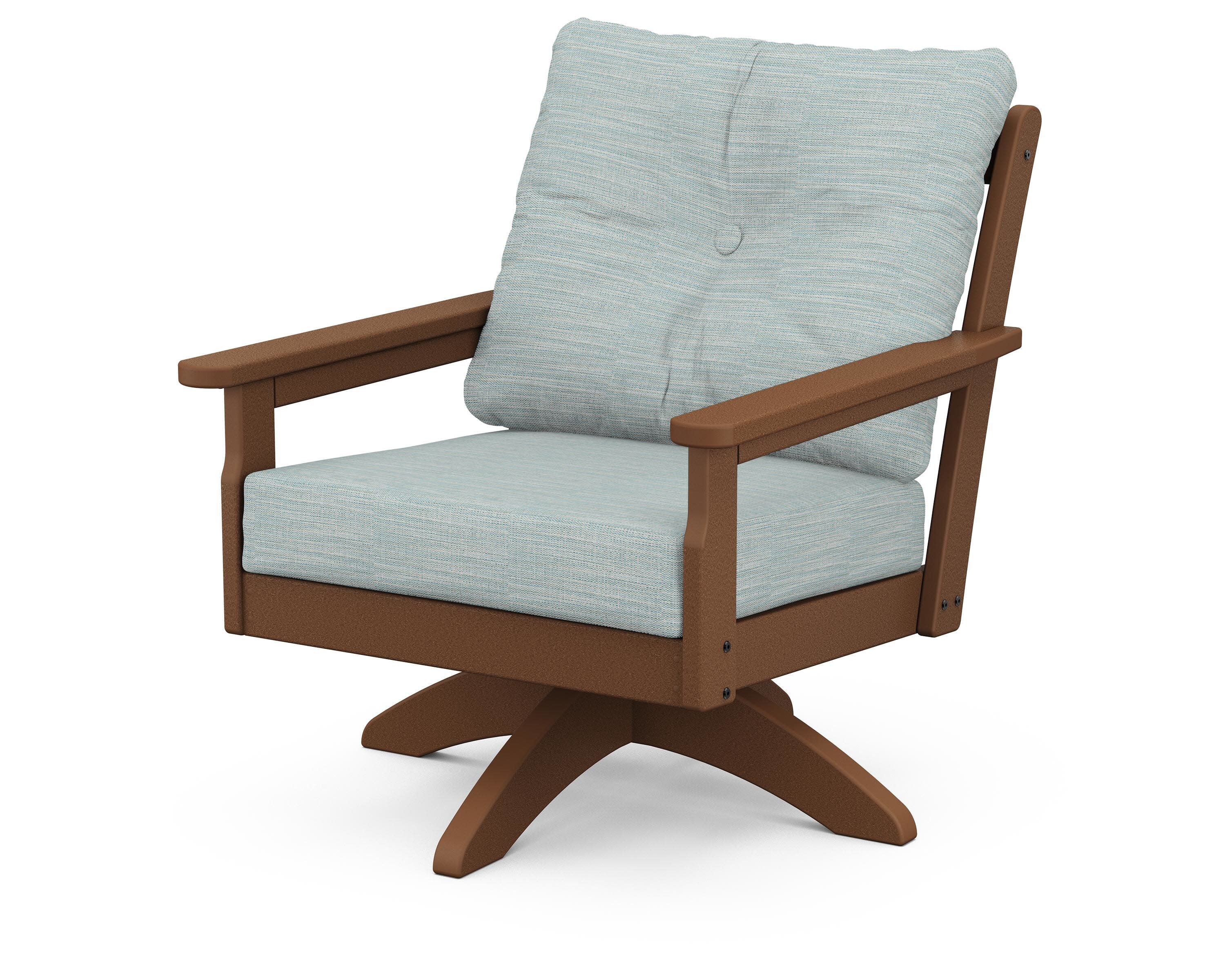 Vineyard Deep Seating Swivel Chair in Teak / Soothe Mist