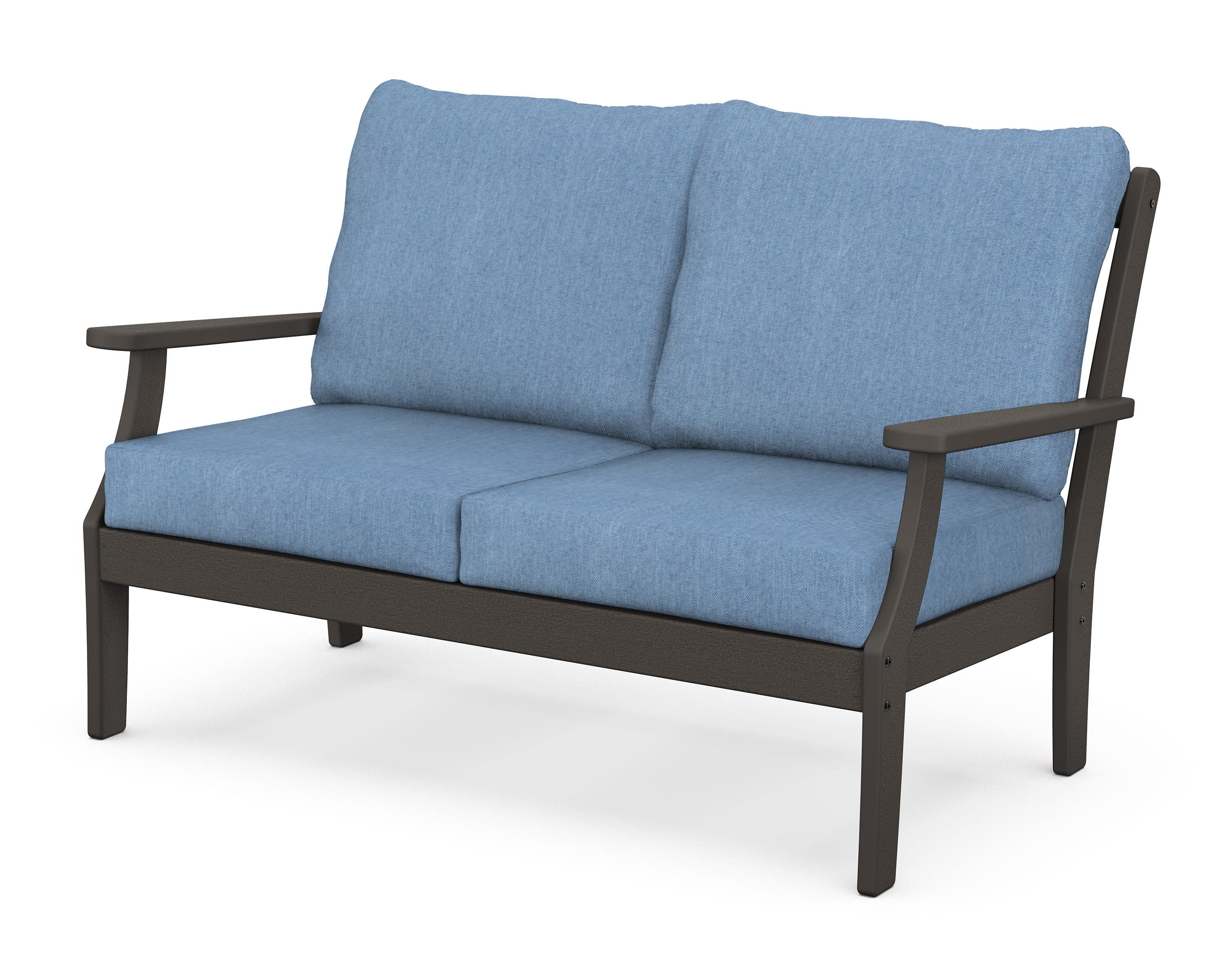 Braxton Deep Seating Loveseat in Vintage Coffee / Sky Blue