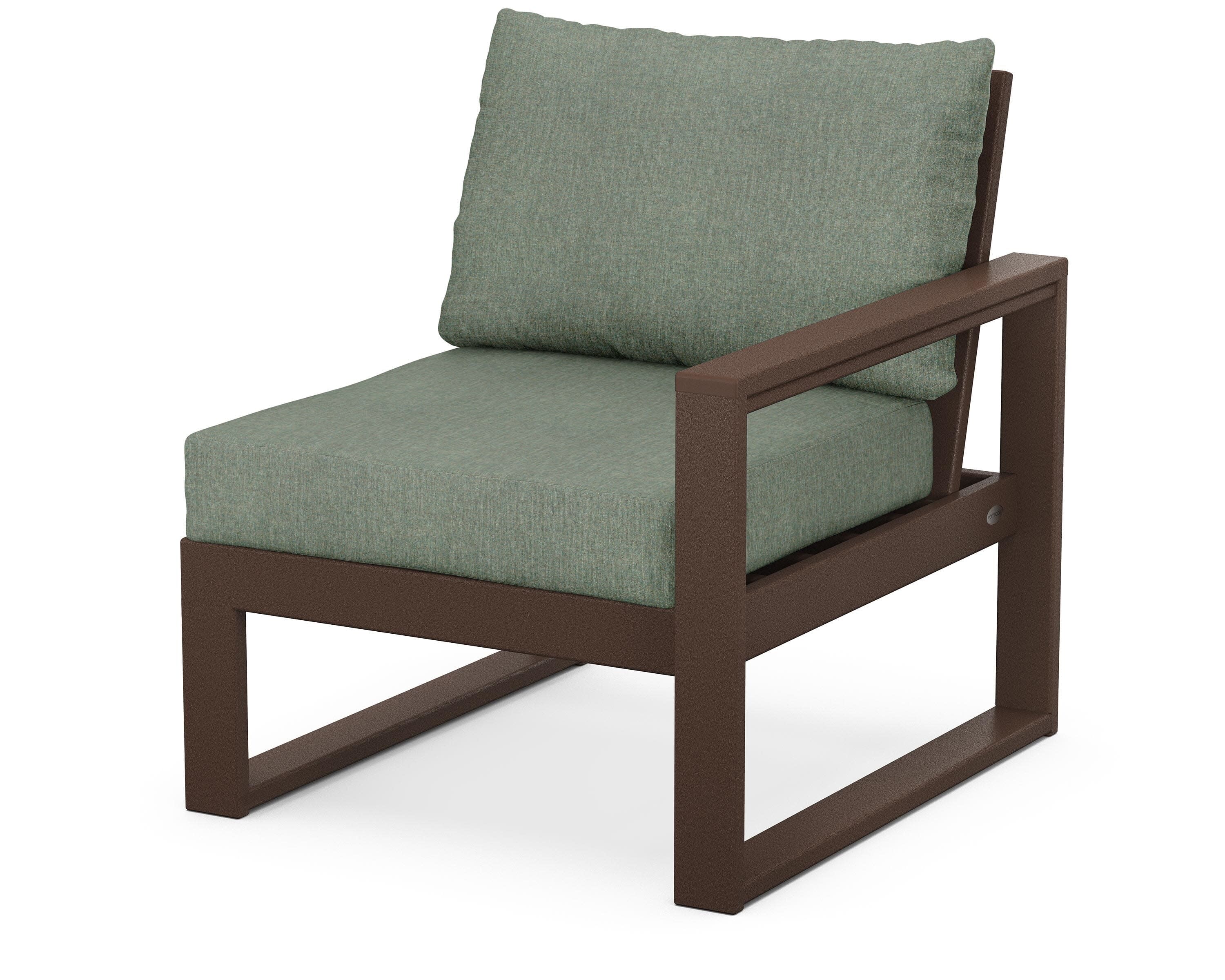 EDGE Modular Right Arm Chair in Mahogany / Cast Sage